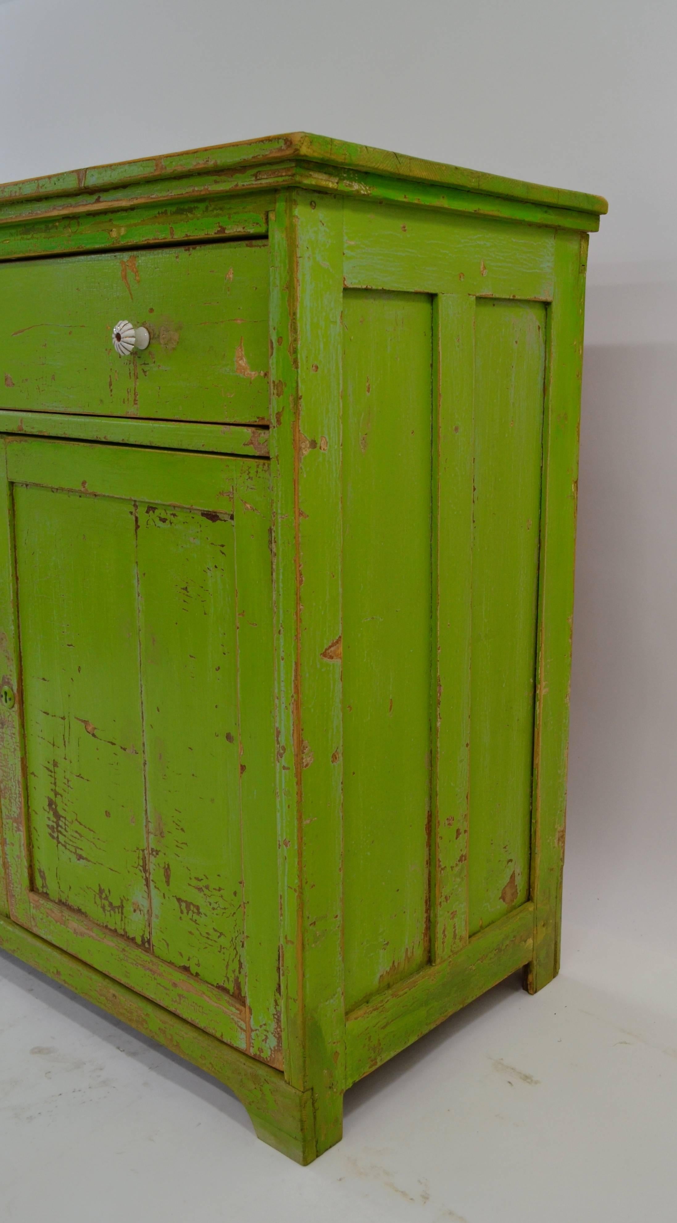 19th Century Painted Pine Side Cupboard
