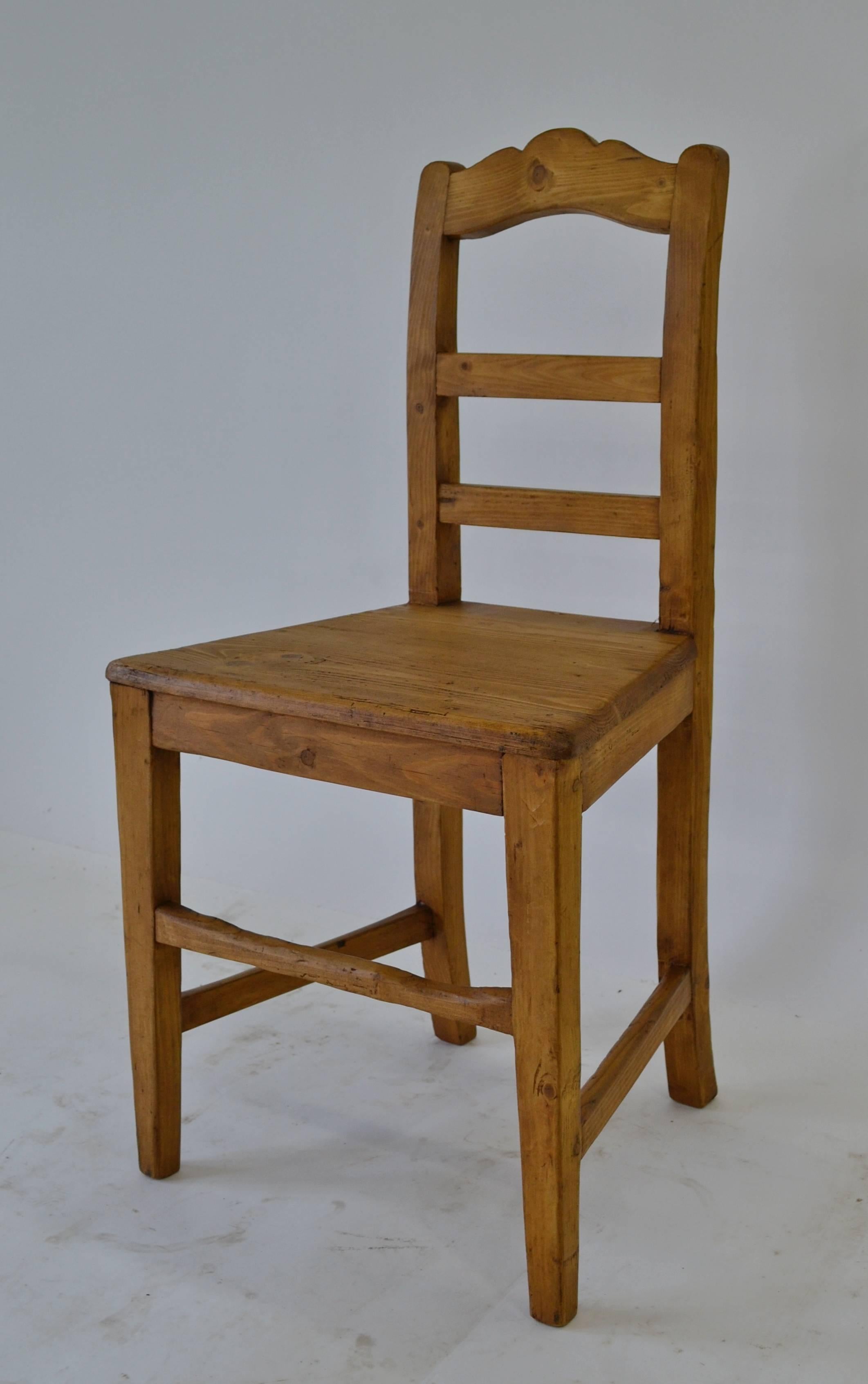 Hungarian Pine Plank Seat Chair For Sale