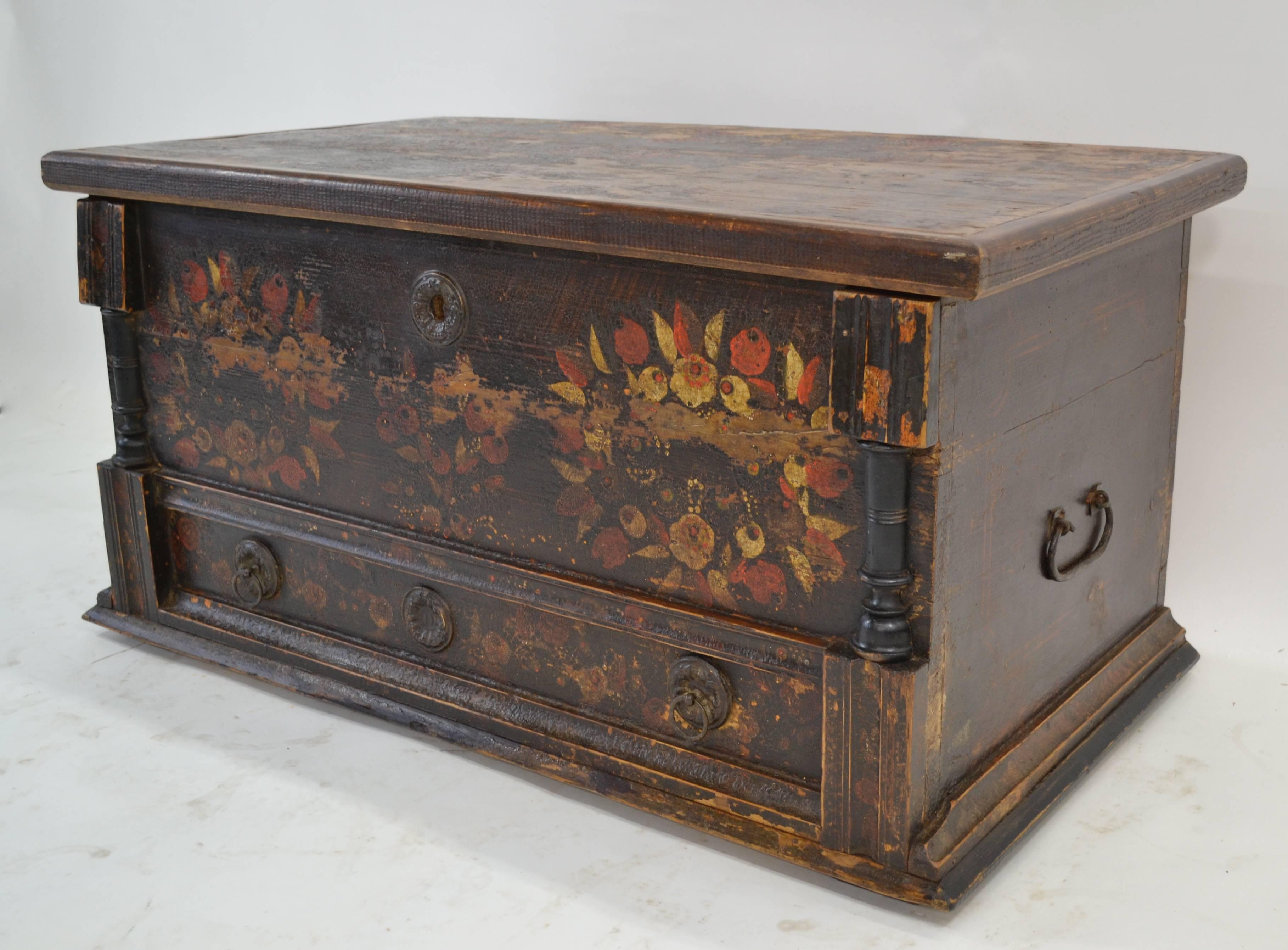 Hungarian Painted Pine Blanket Chest