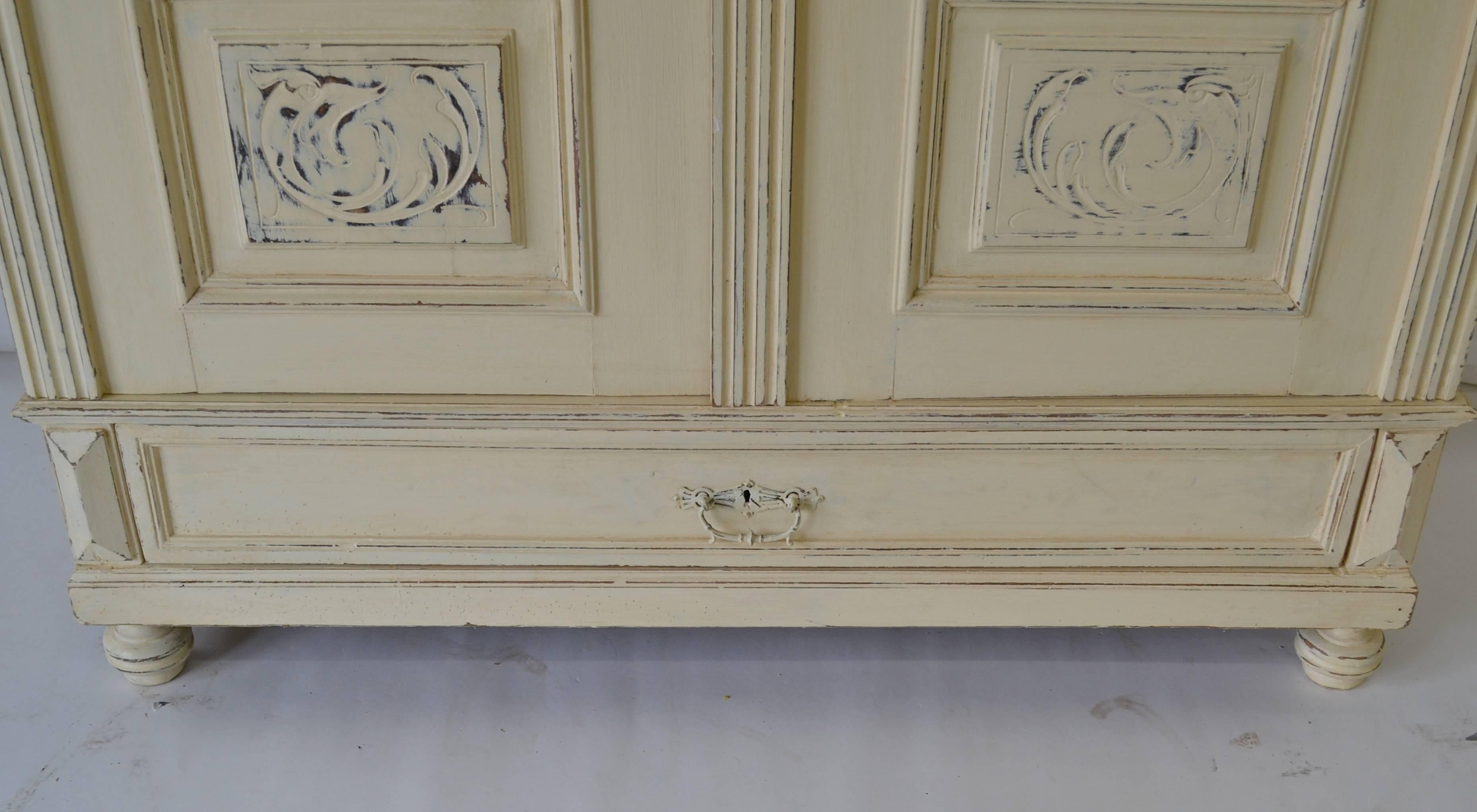 Painted Pine and Oak Armoire 3