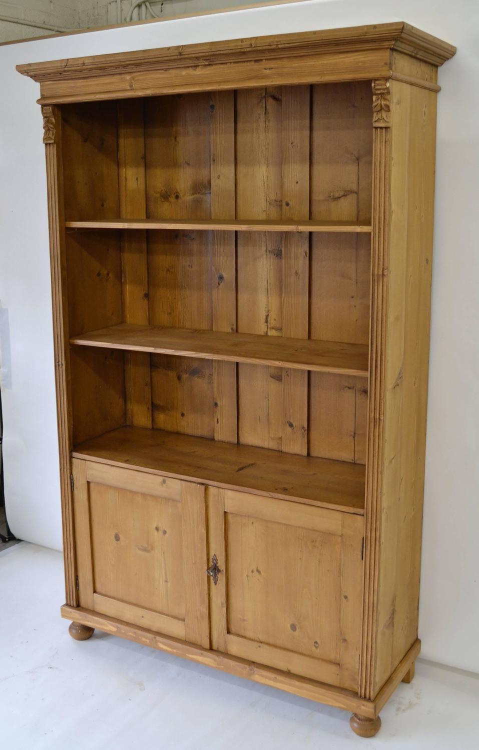 Pine Bookcase with Doors at 1stdibs