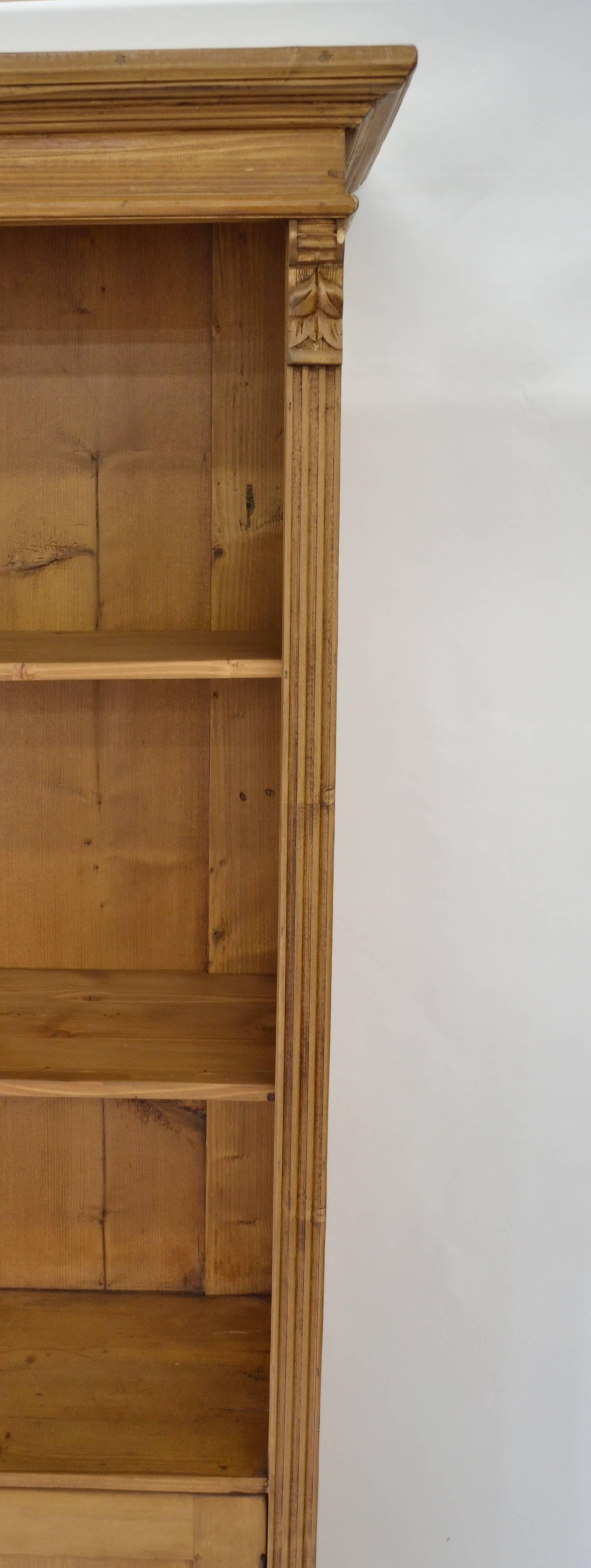 Polished Pine Bookcase with Doors