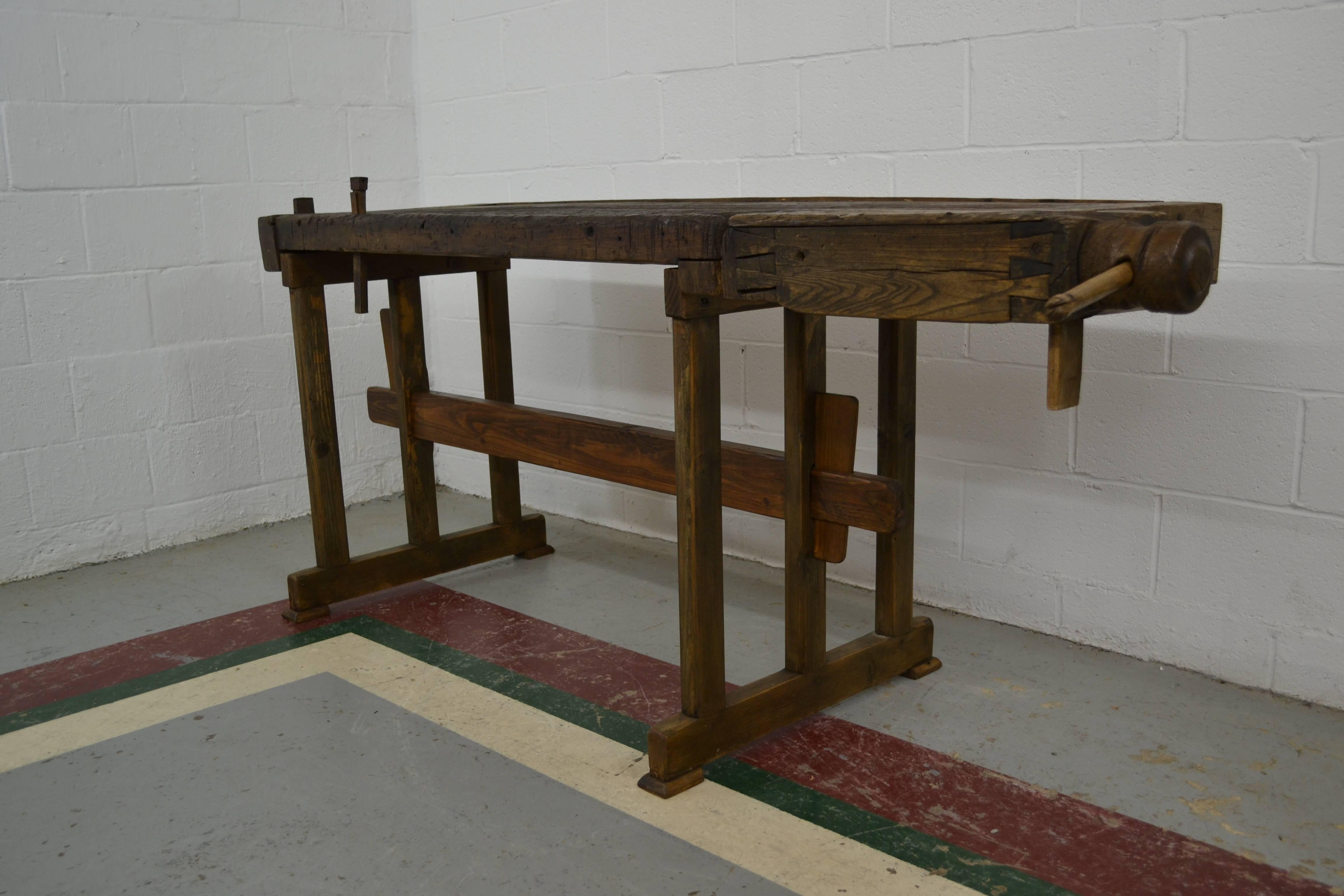 Hungarian Oak and Pitch Pine Carpenter's Workbench