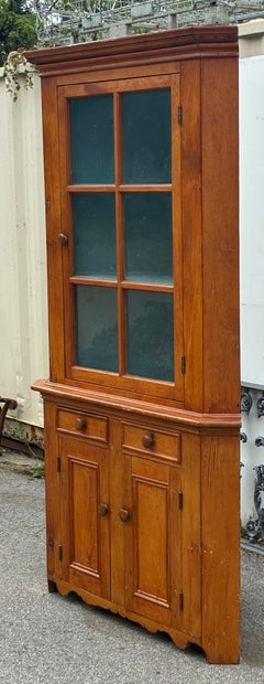 American Pine Glazed Corner Cupboard
