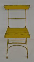 Vintage Iron and Oak Folding Bistro Chair