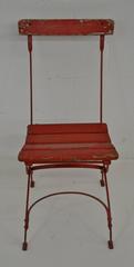 Vintage Iron and Oak Folding Bistro Chair
