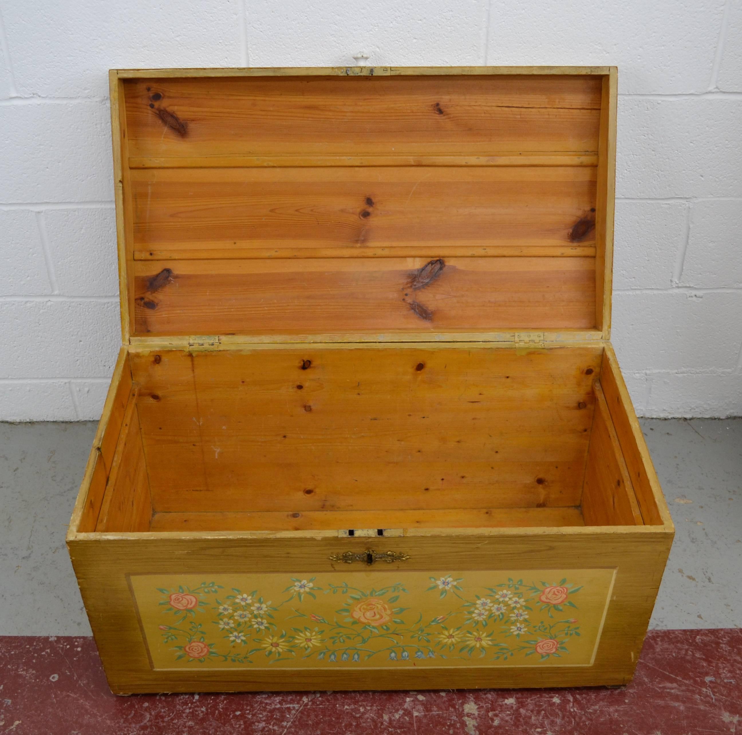 Painted Pine Dome Top Trunk In Excellent Condition In Baltimore, MD