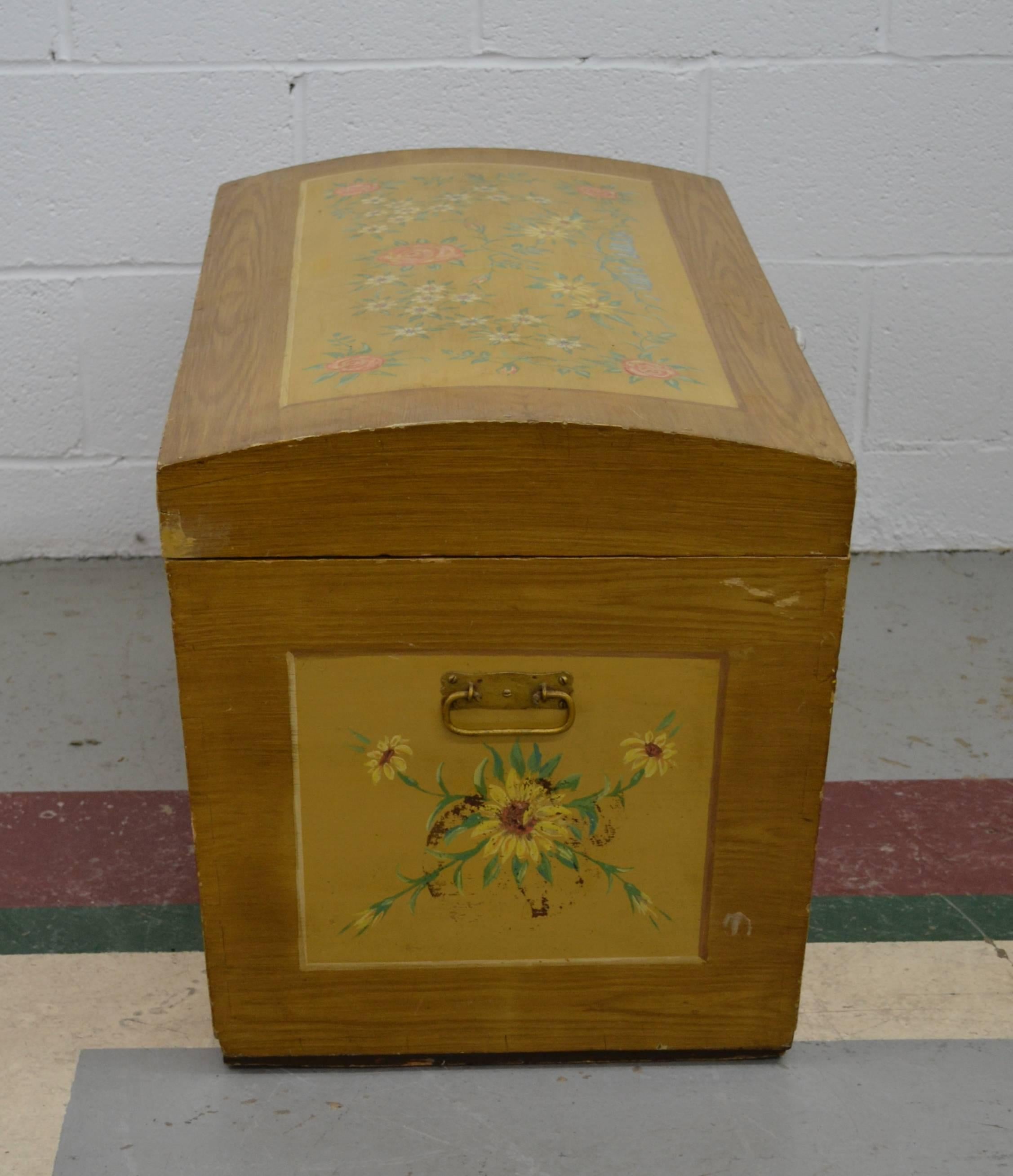 20th Century Painted Pine Dome Top Trunk