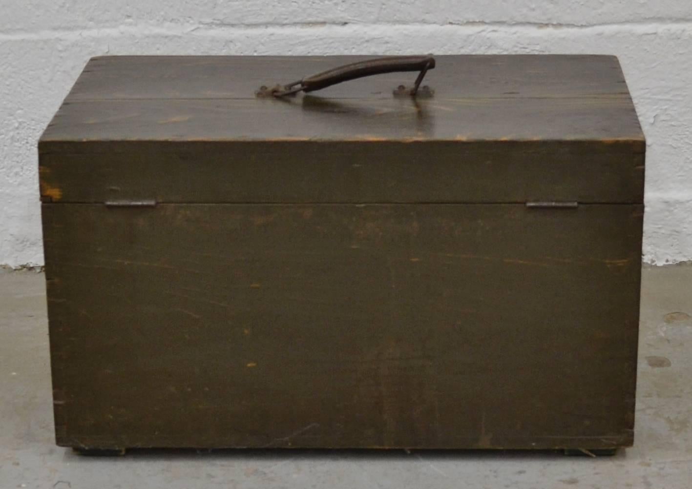 20th Century Vintage Painted Pine Army Box