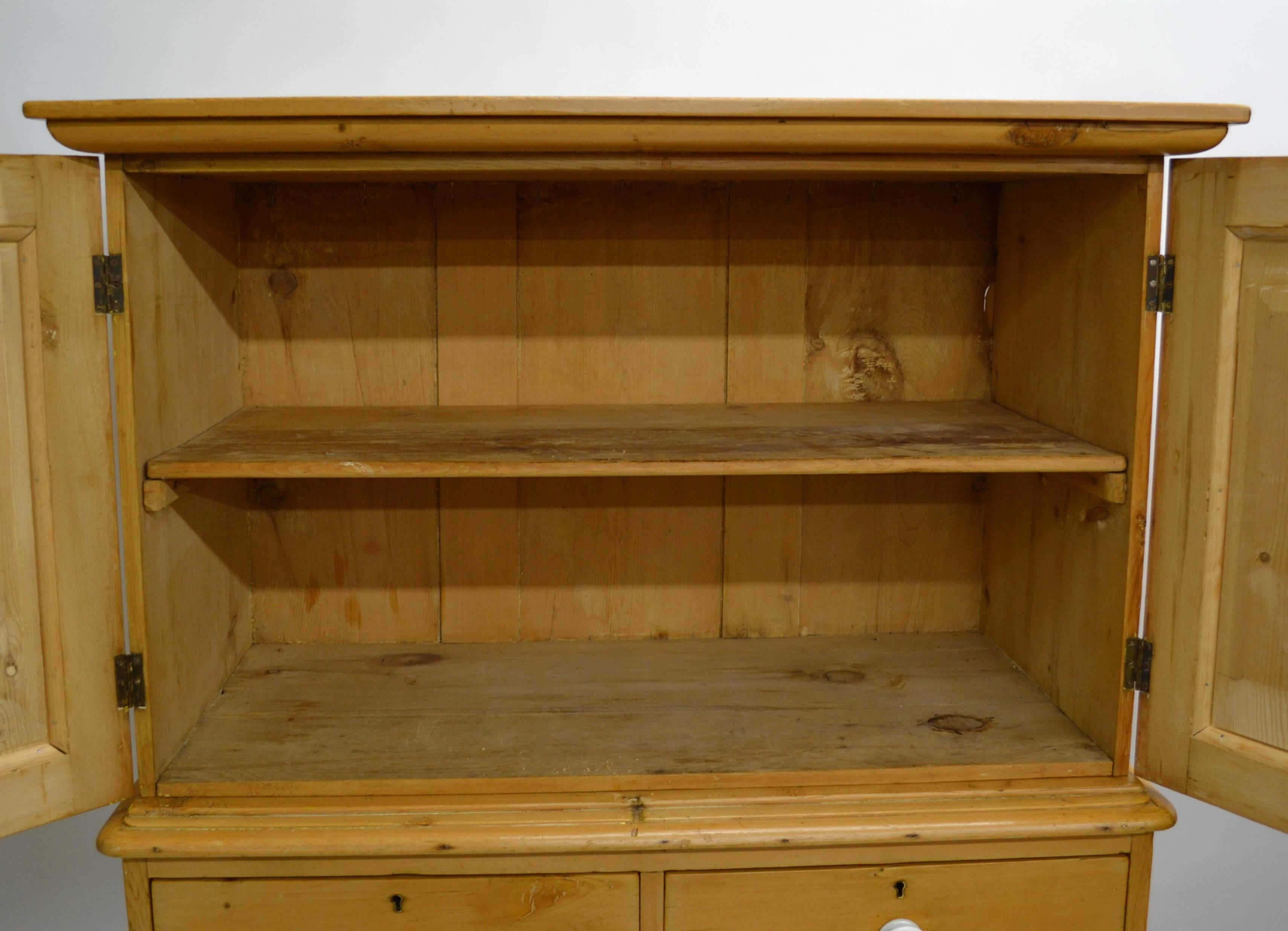 English Pine Cupboard on Chest
