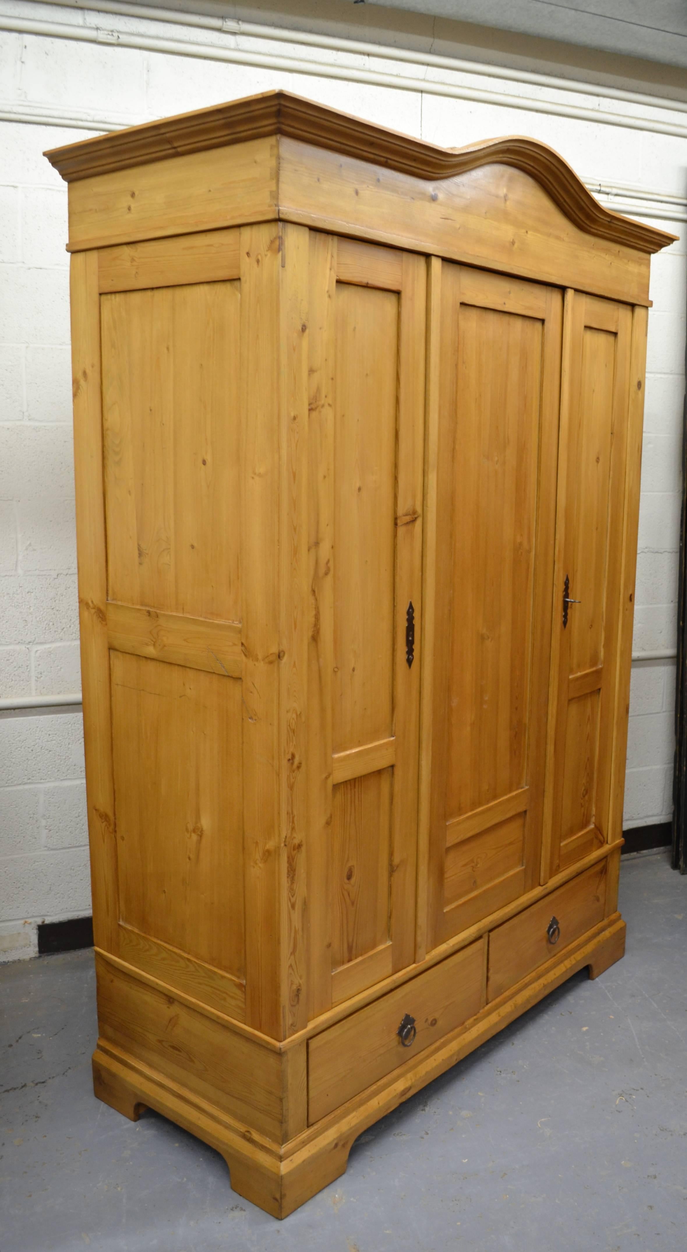 20th Century Pine Three-Door Knock Down Armoire