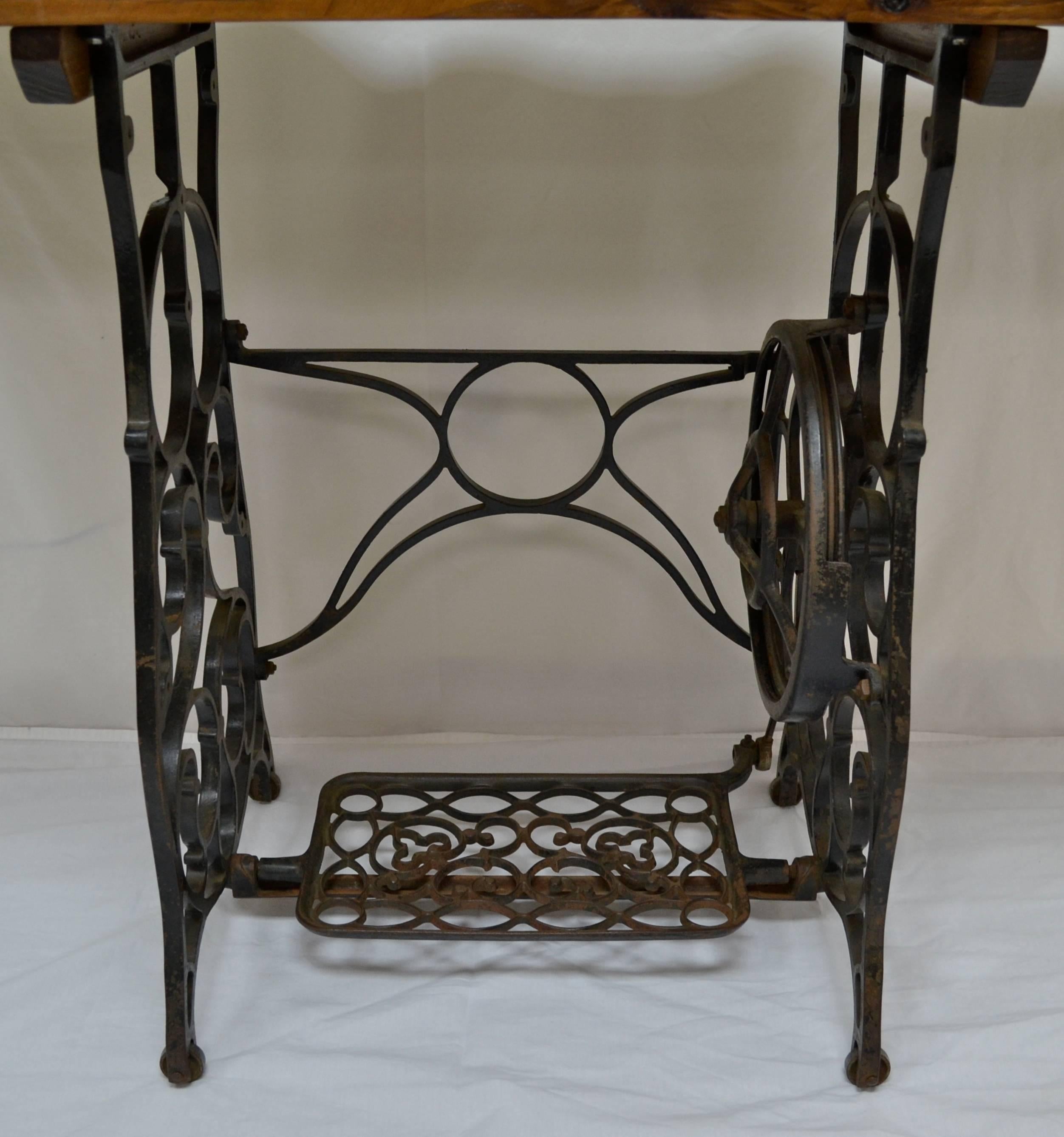 American Antique Sewing Machine Base Side Table