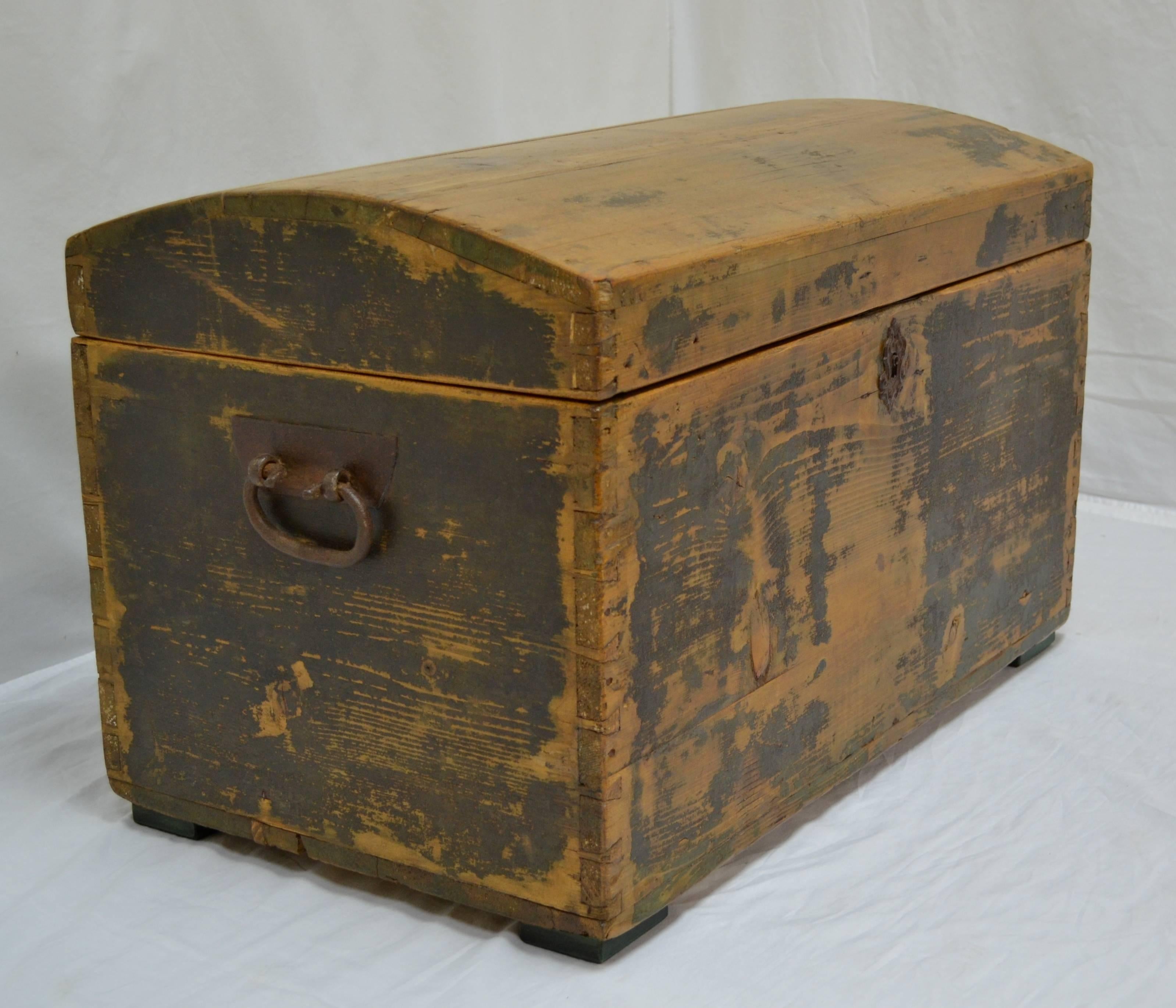 Hungarian Pine Painted Dome-Top Trunk
