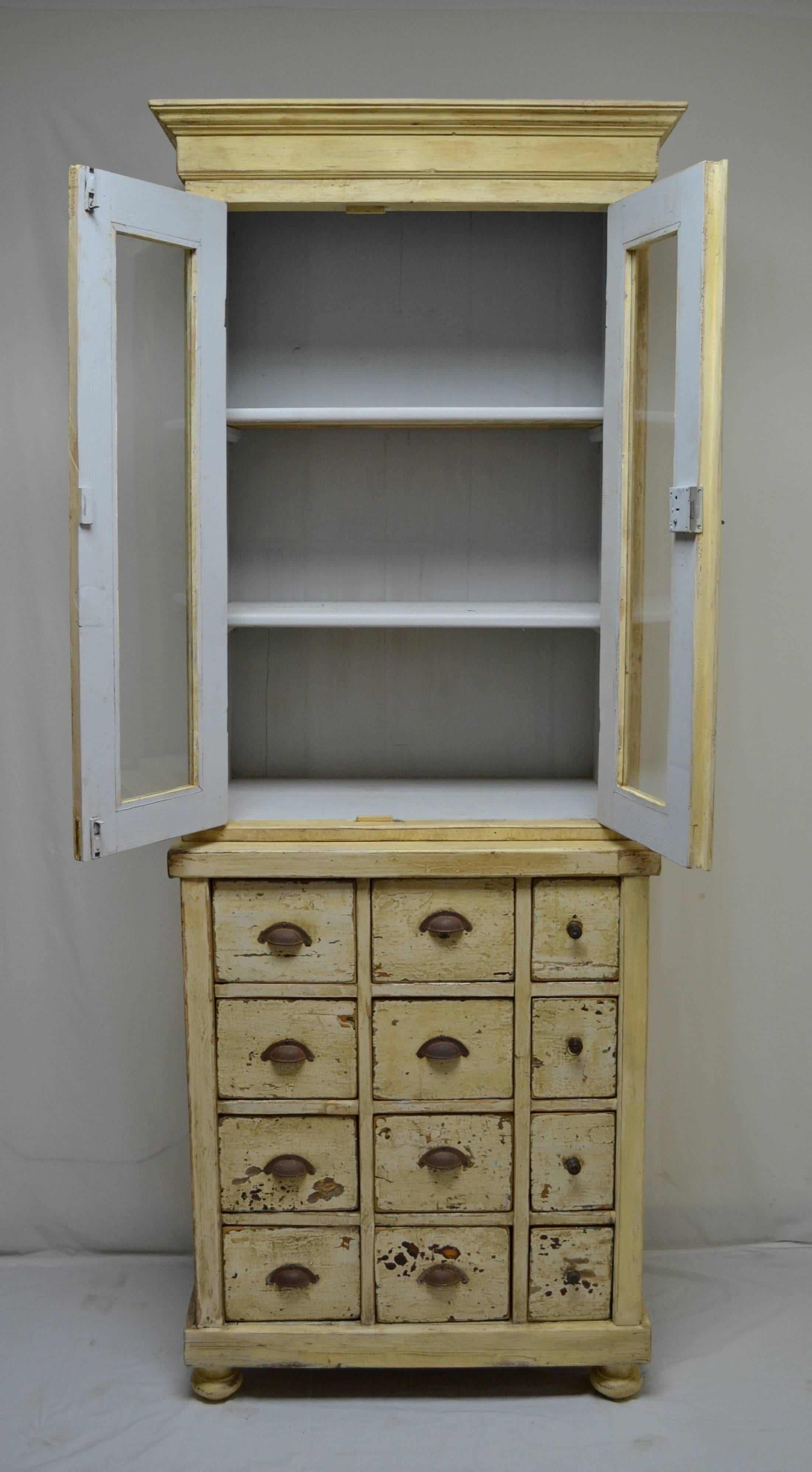Hungarian Pine 12-Drawer Apothecary Cupboard