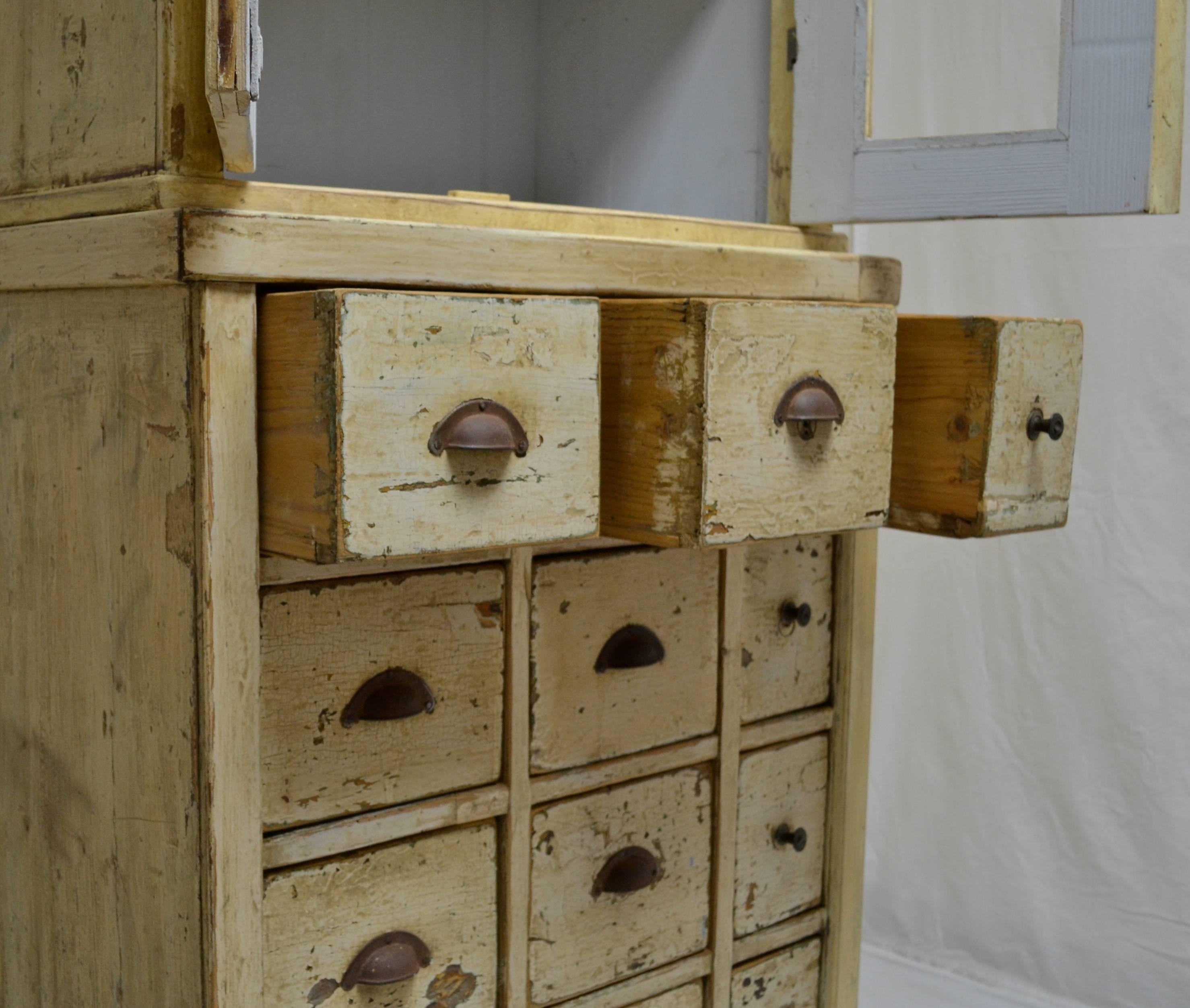 20th Century Pine 12-Drawer Apothecary Cupboard