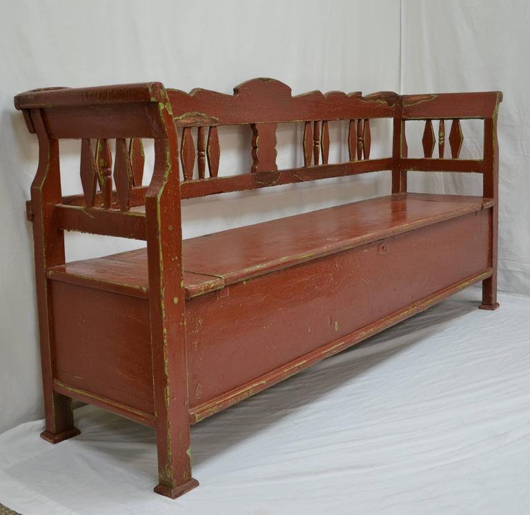 Painted Pine Storage Bench At 1stdibs