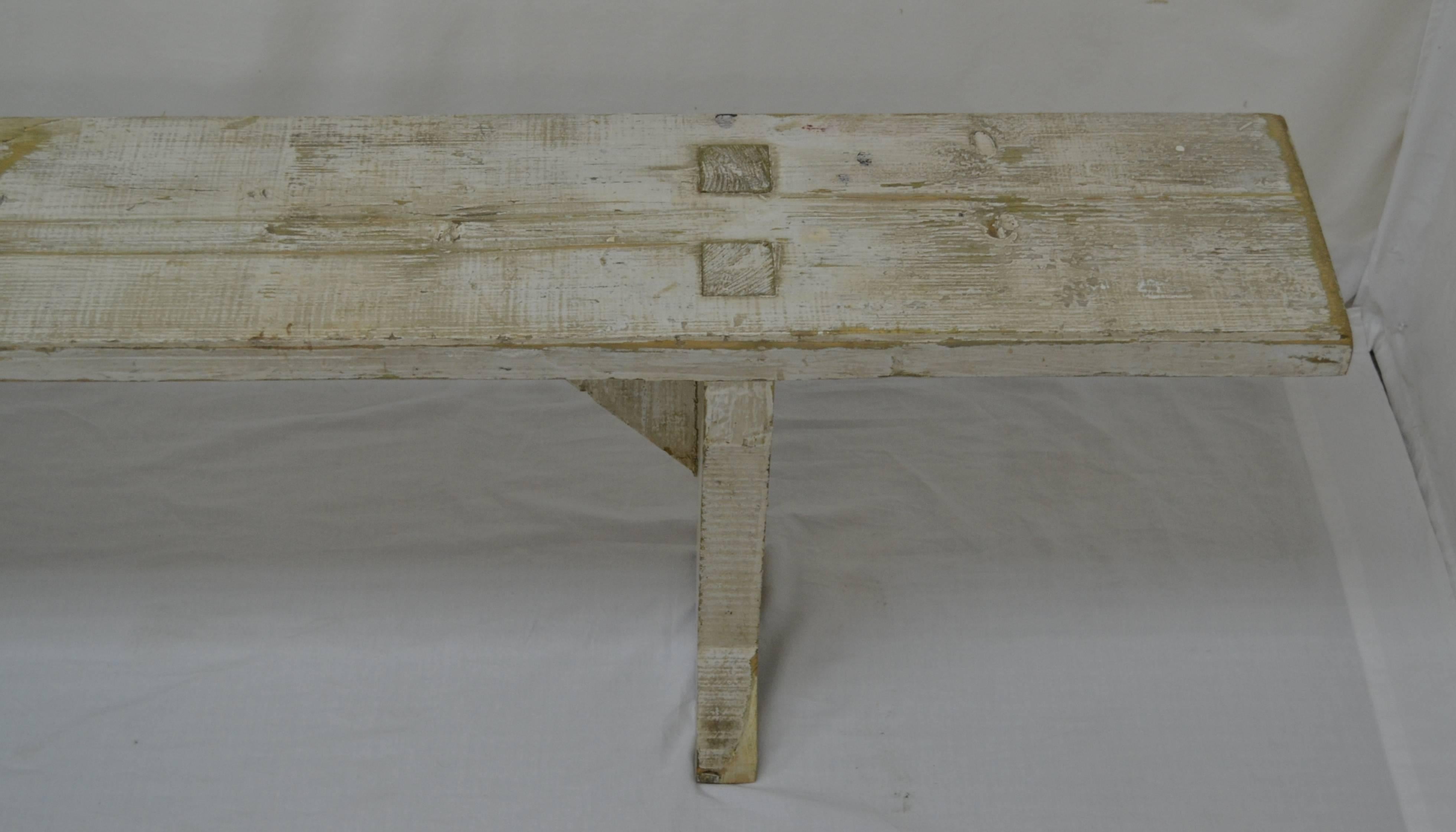 Hungarian Very Long Painted Pine Bench