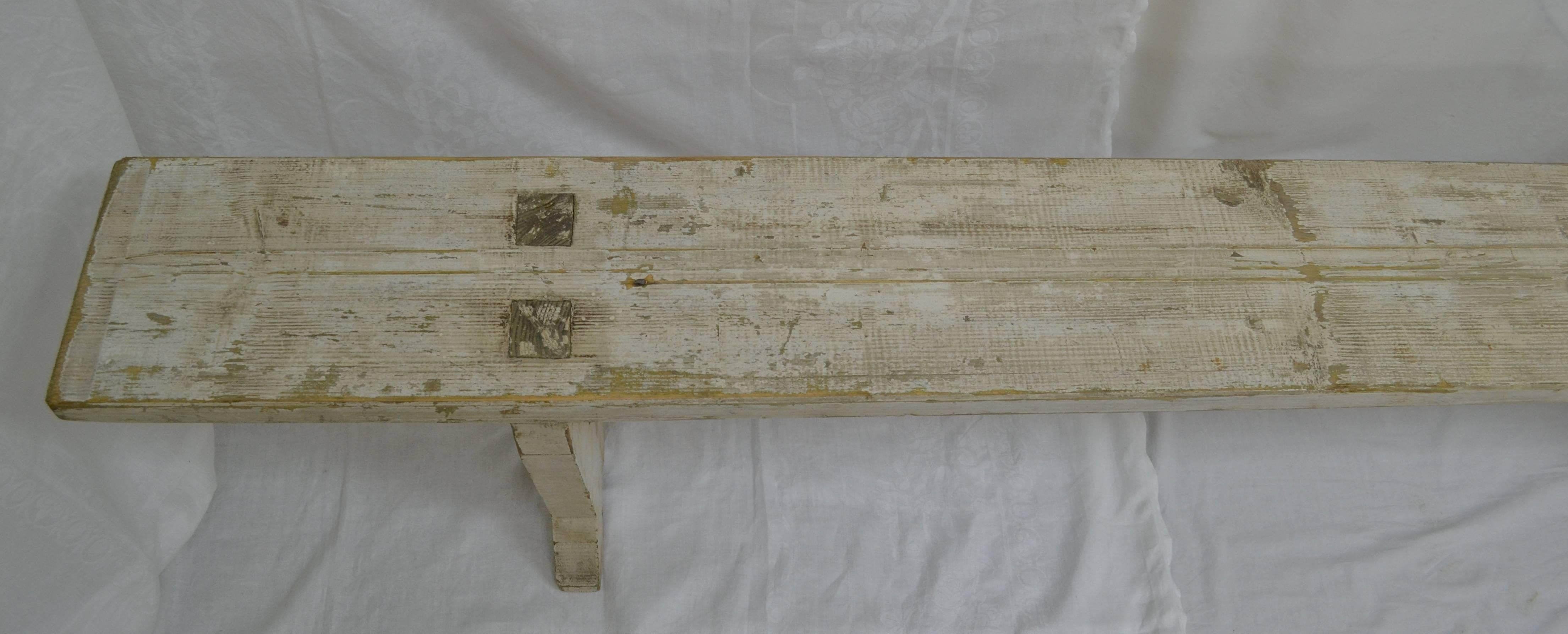 19th Century Very Long Painted Pine Bench