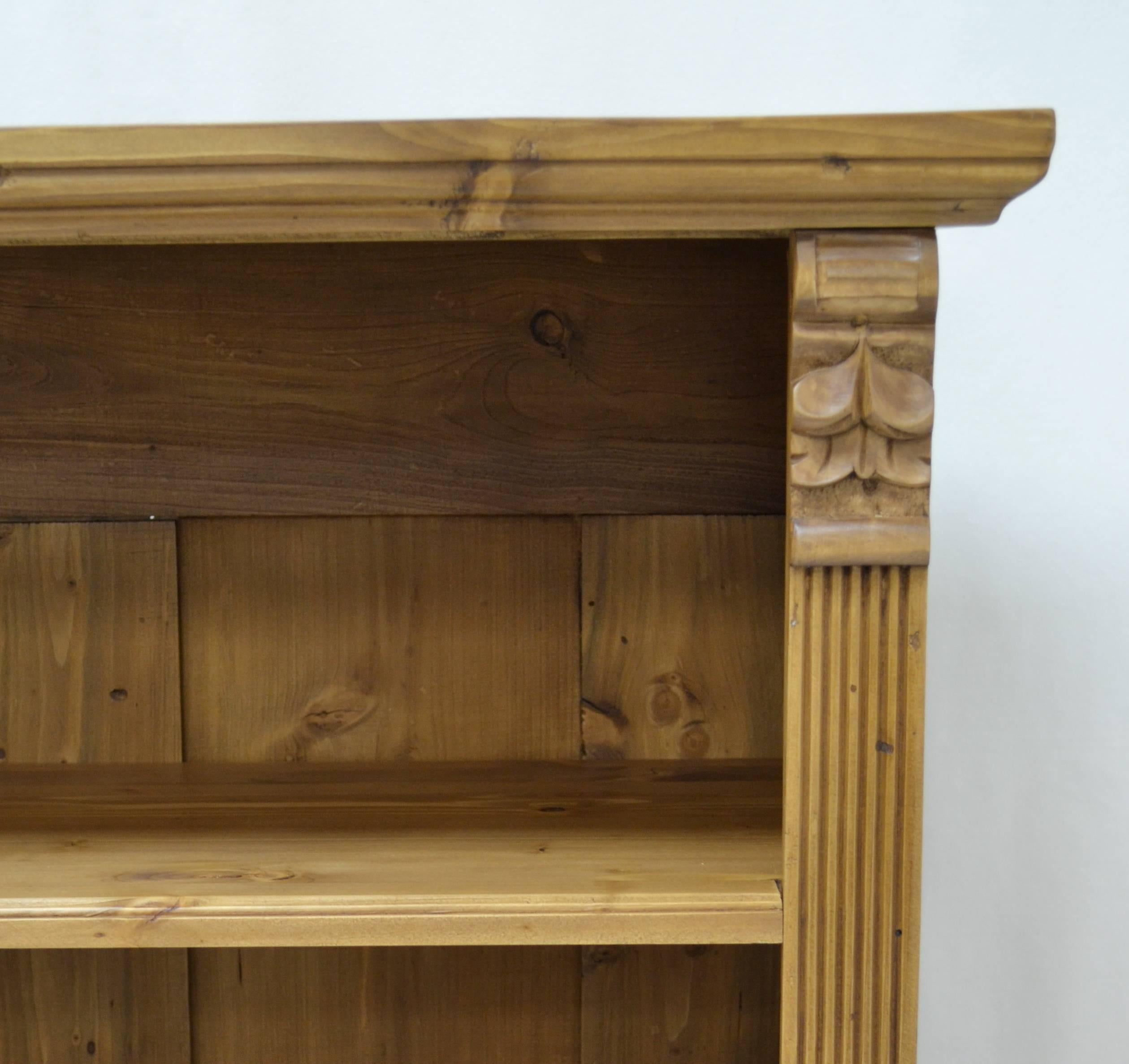Long Pine Bookcase with Four Drawers 3