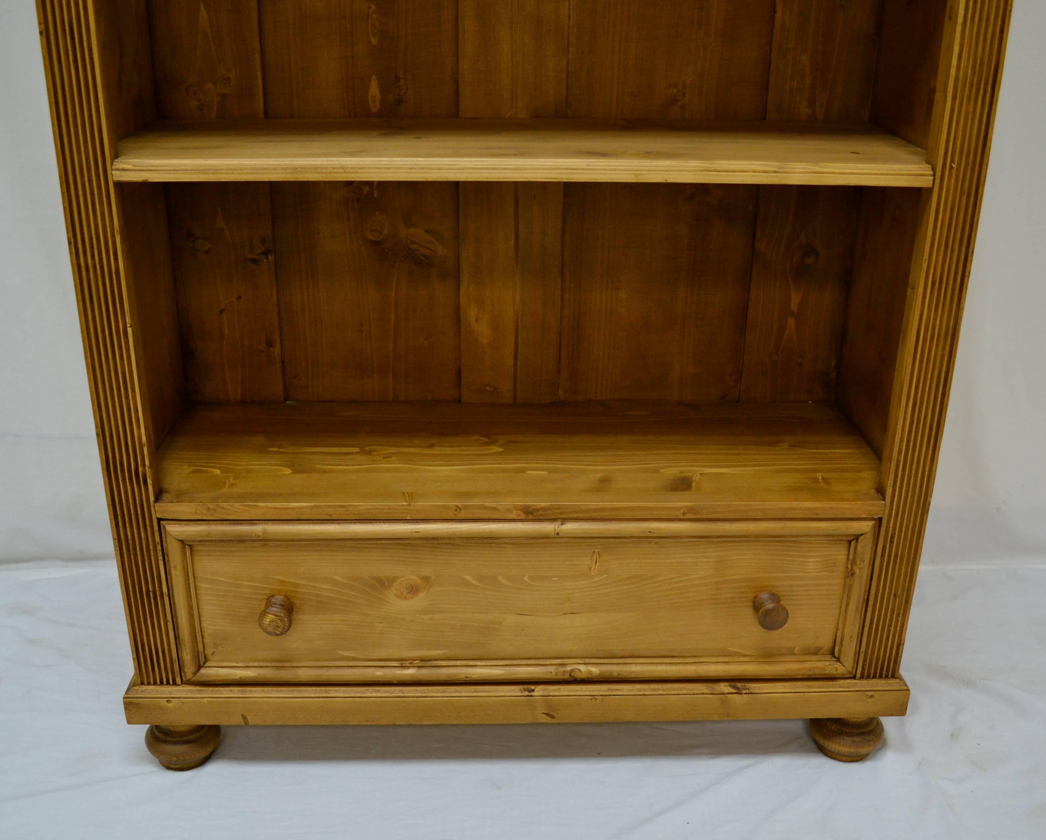 Contemporary Pine Open Bookcase with Drawer