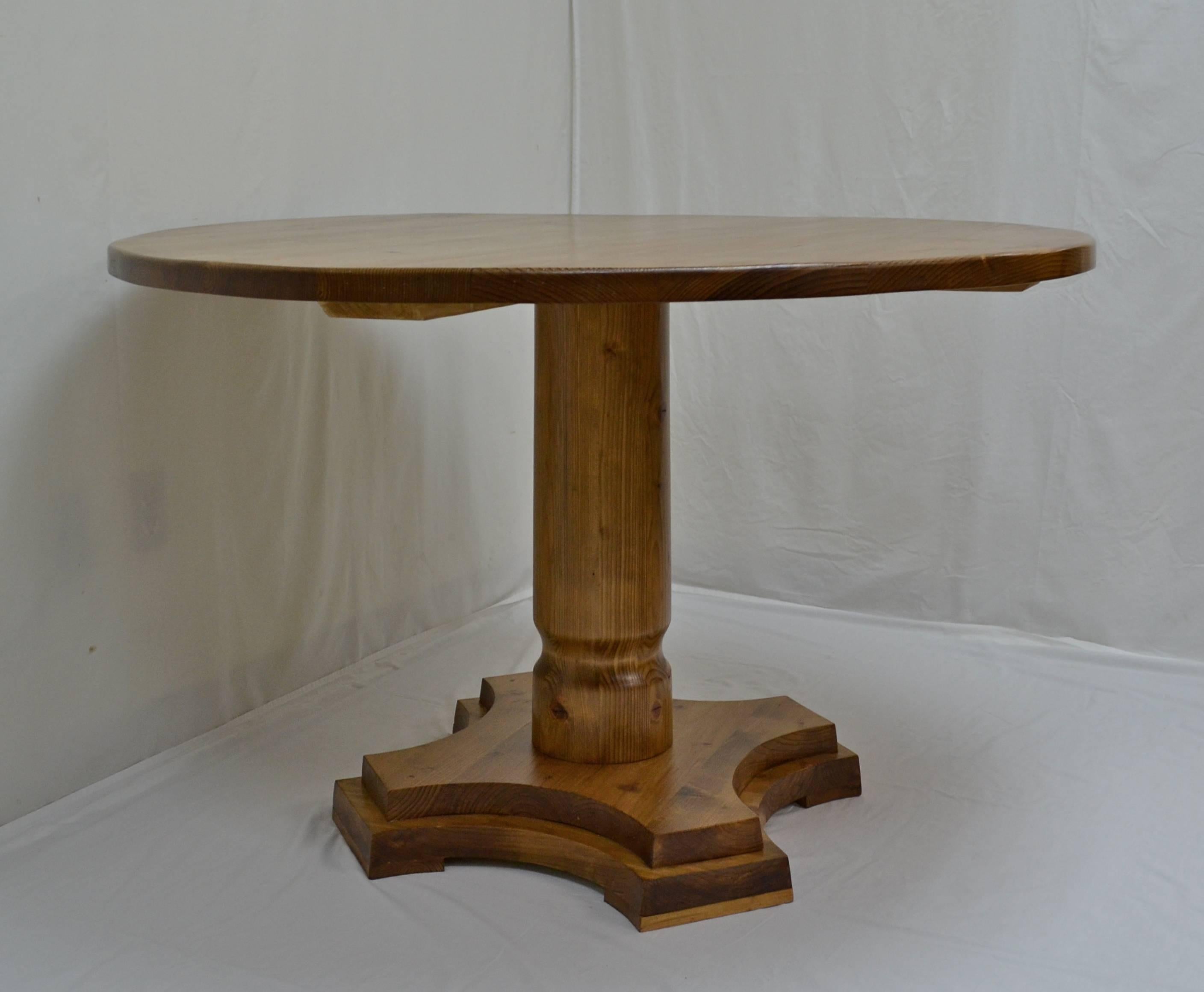Hungarian Vintage Pine Pedestal Kitchen Table
