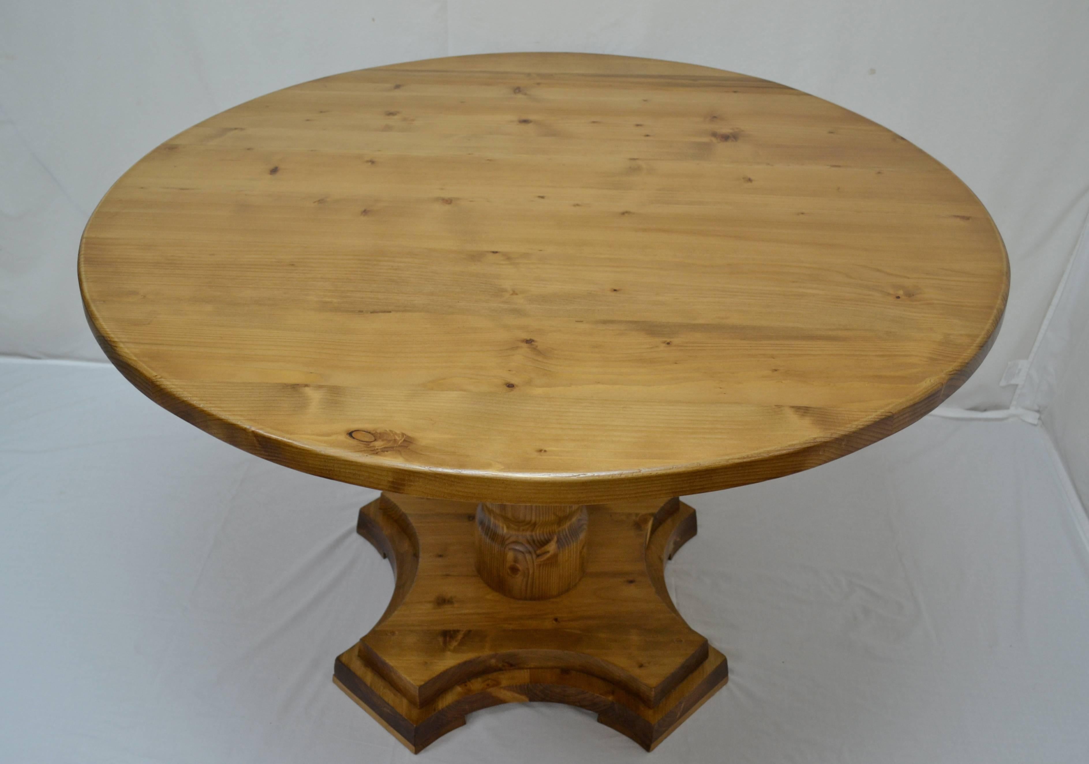Contemporary Vintage Pine Pedestal Kitchen Table
