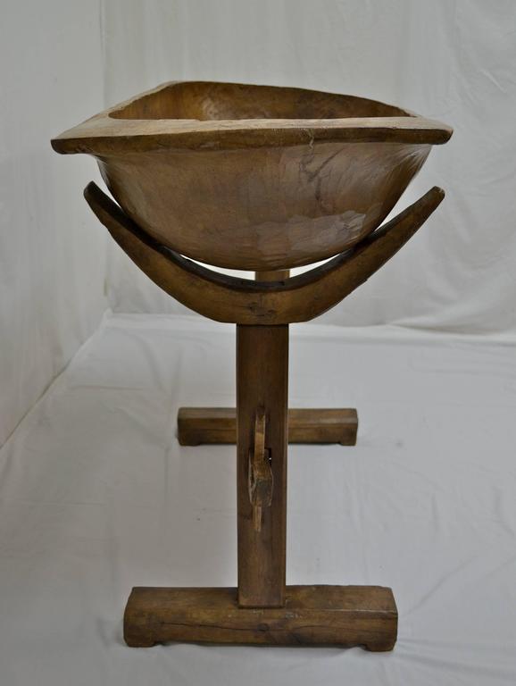 Huge Fruitwood Trog or Dough Bowl on Oak Stand at 1stDibs dough bowl stand