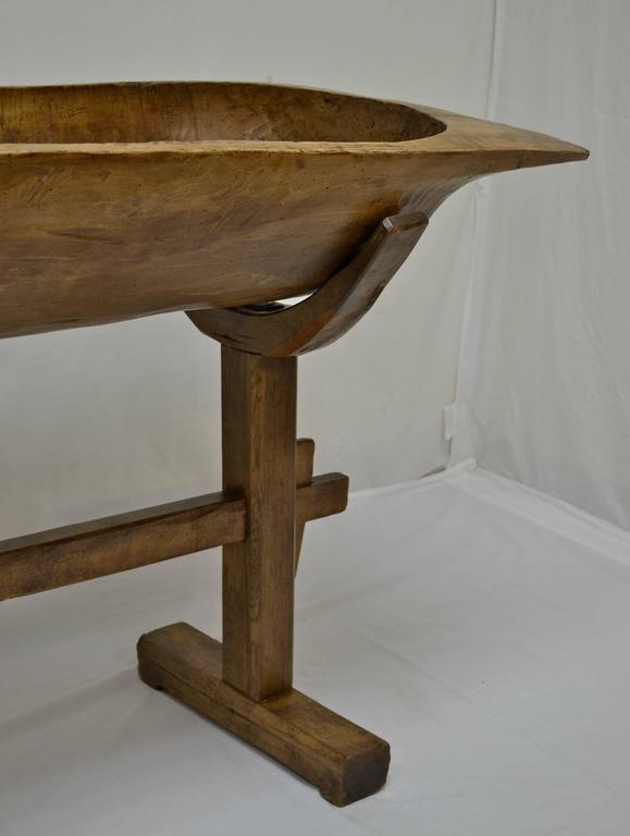 Huge Fruitwood Trog or Dough Bowl on Oak Stand at 1stDibs