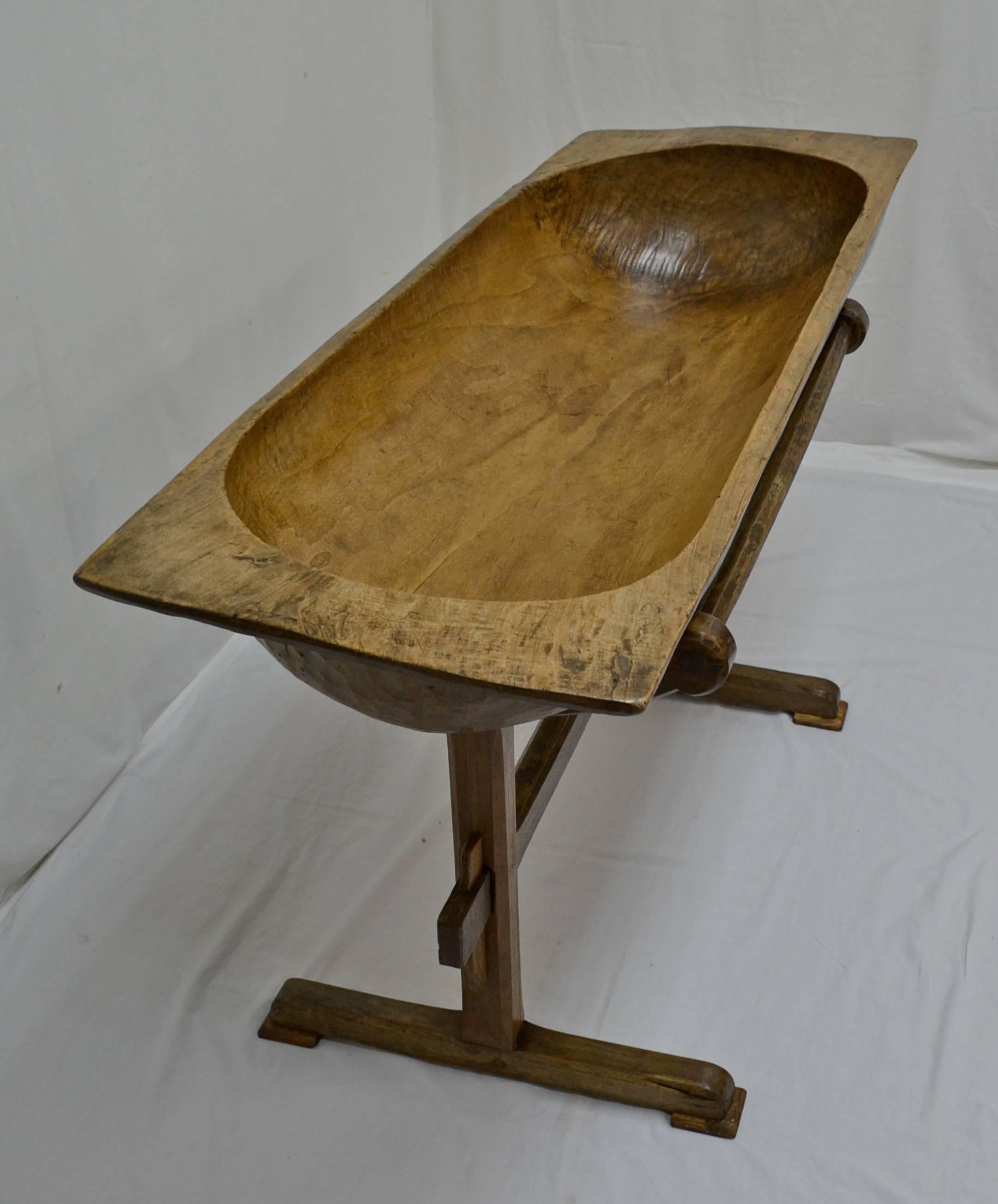antique dough bowl with stand