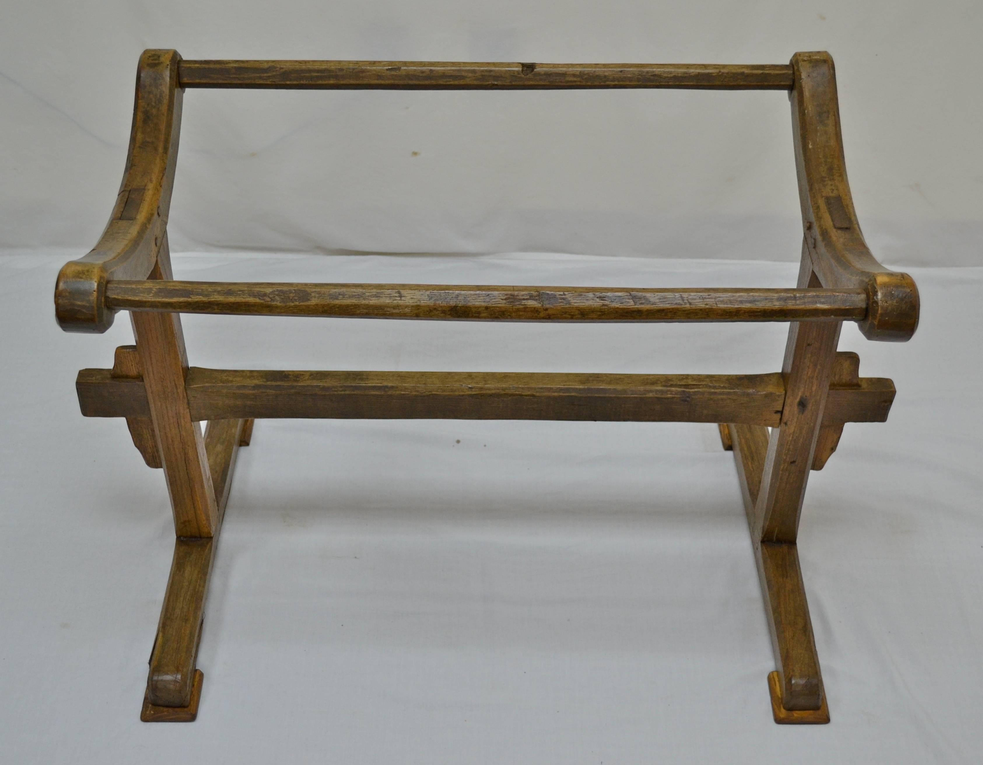 Country Huge Fruitwood Trog or Dough Bowl on Oak Stand
