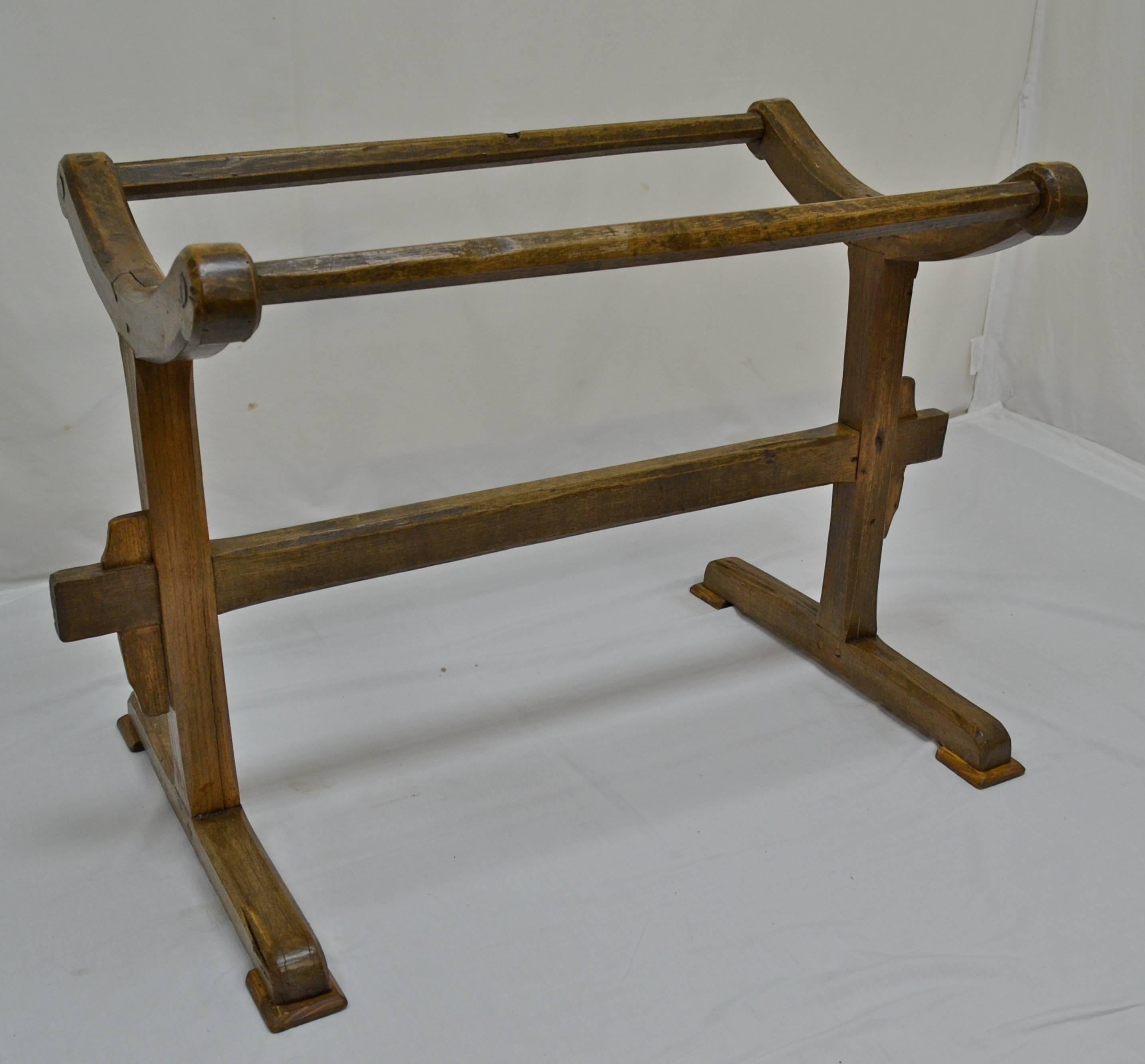 Hungarian Huge Fruitwood Trog or Dough Bowl on Oak Stand