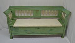 Painted Pine and Oak Box Bench