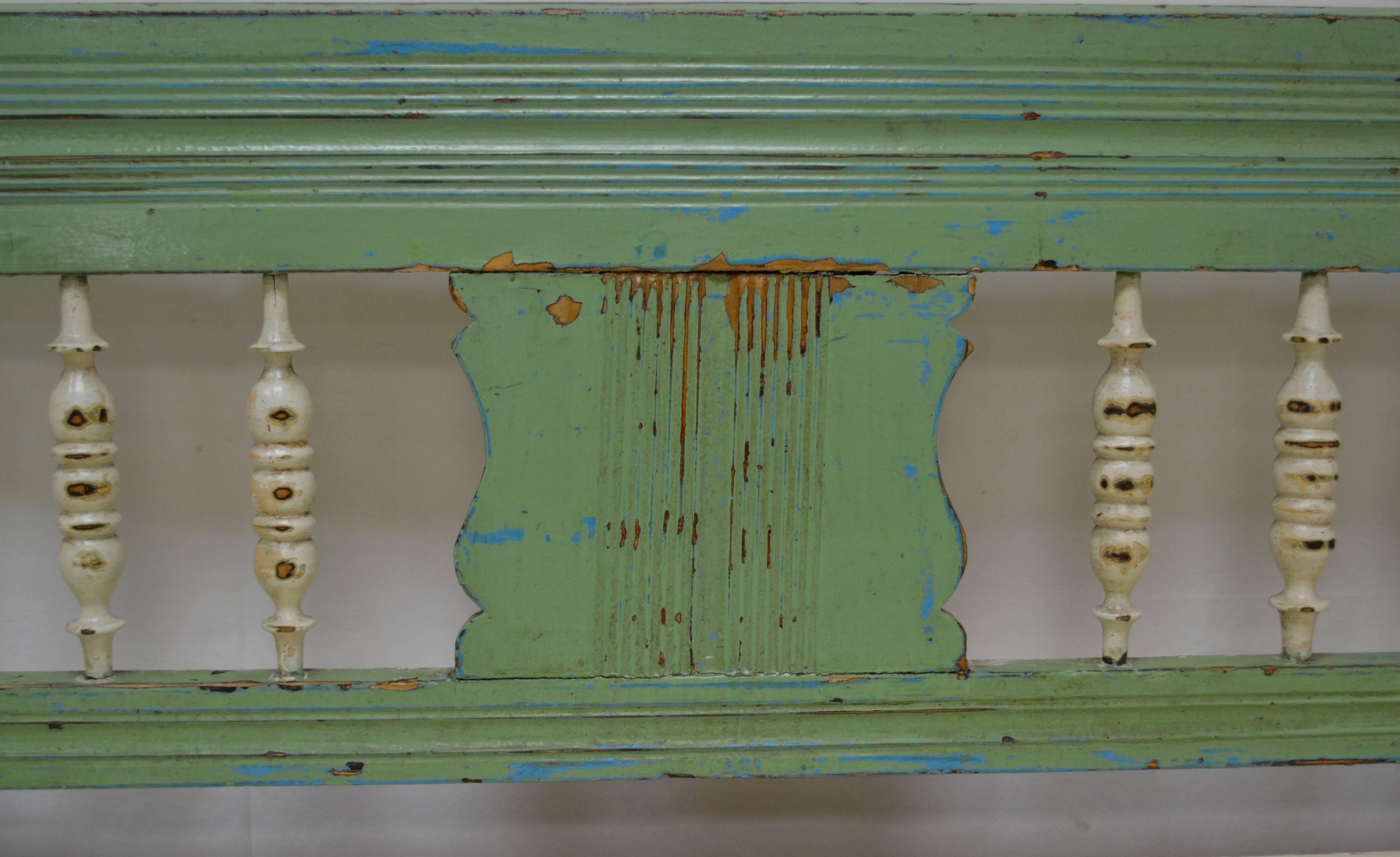Painted Pine and Oak Box Bench 1