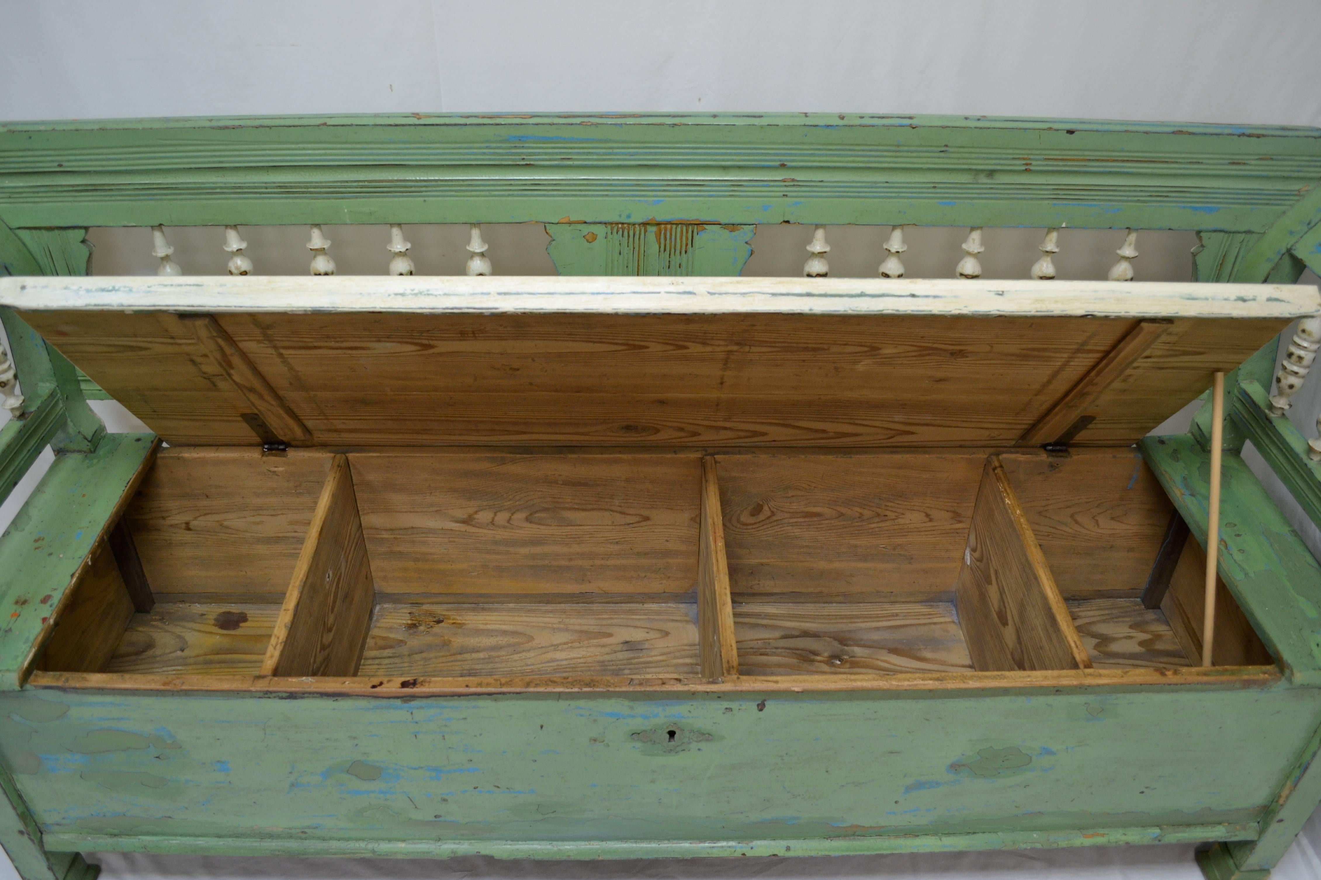 Painted Pine and Oak Box Bench 5