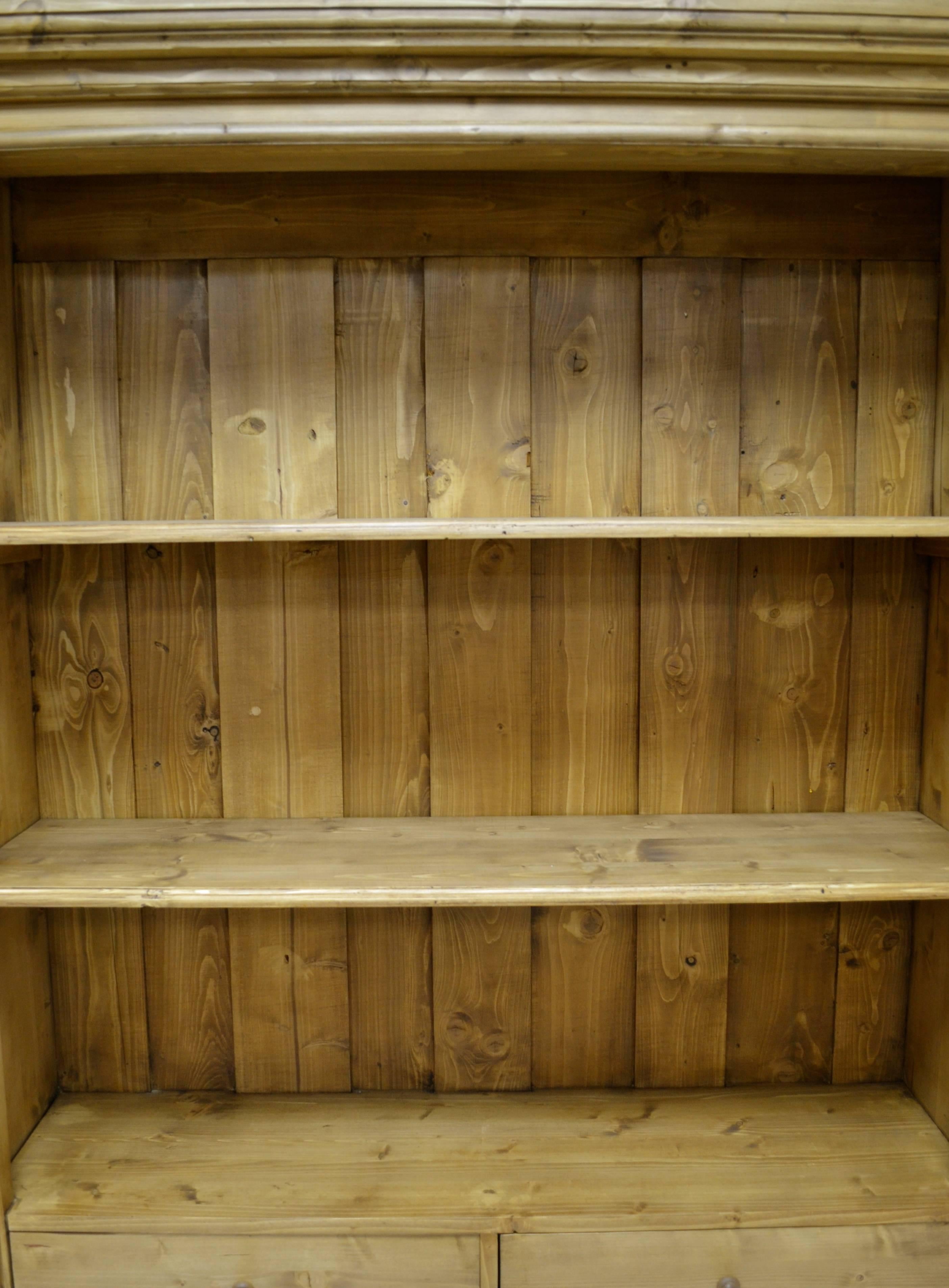 Hungarian Pine Bookcase with Two Doors and Two Drawers