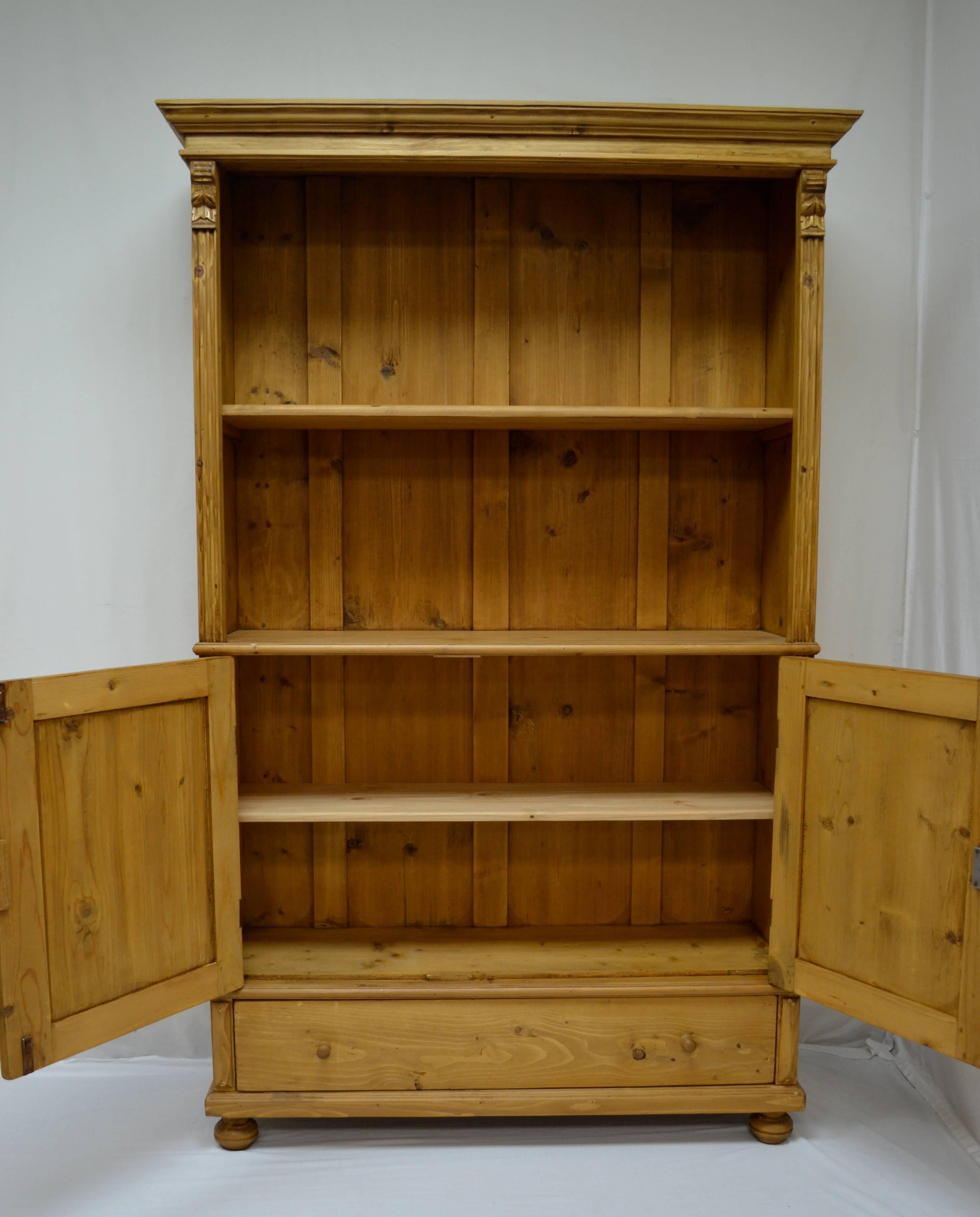 20th Century Vintage Pine Bookcase with Two Doors