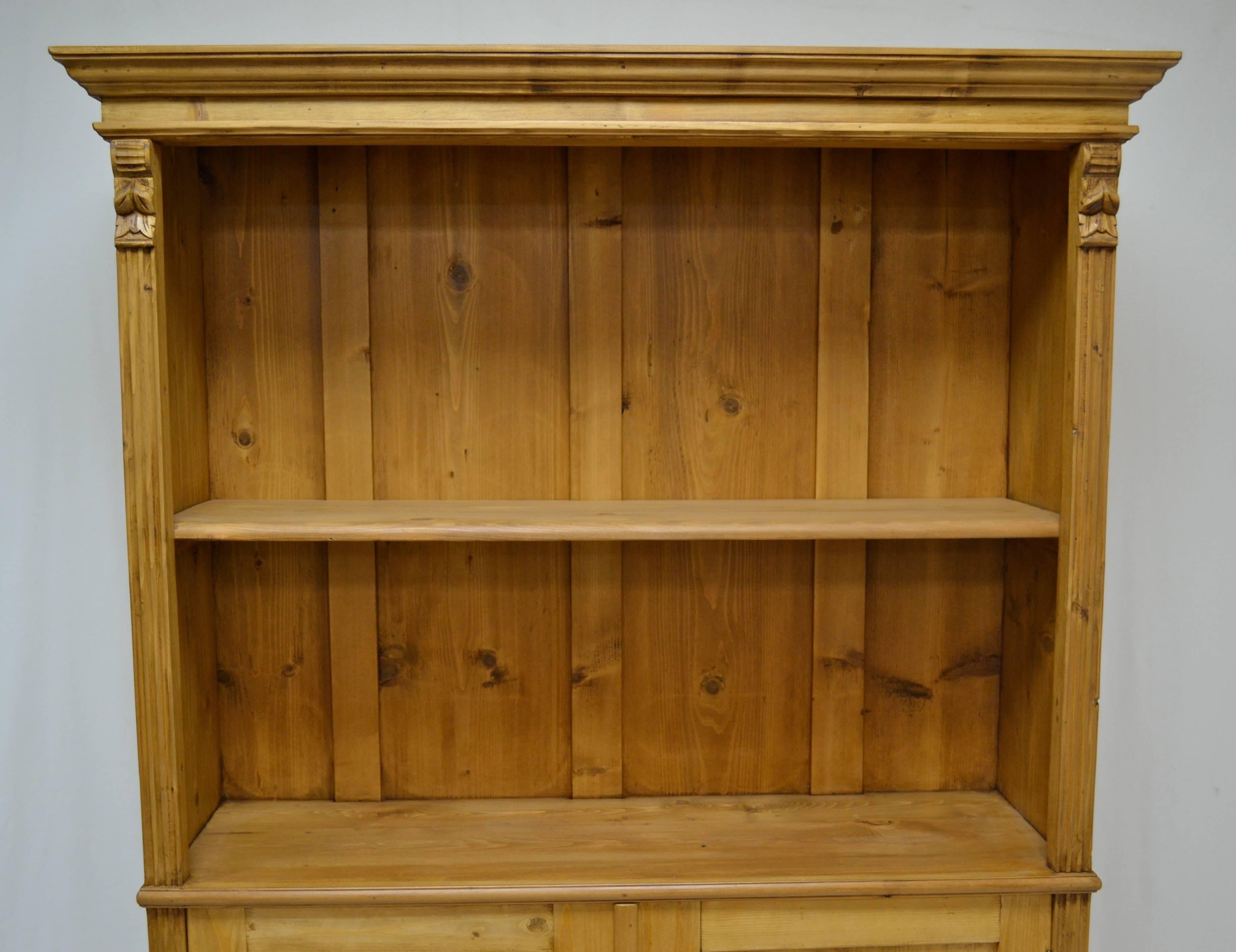 Vintage Pine Bookcase with Two Doors In Excellent Condition In Baltimore, MD
