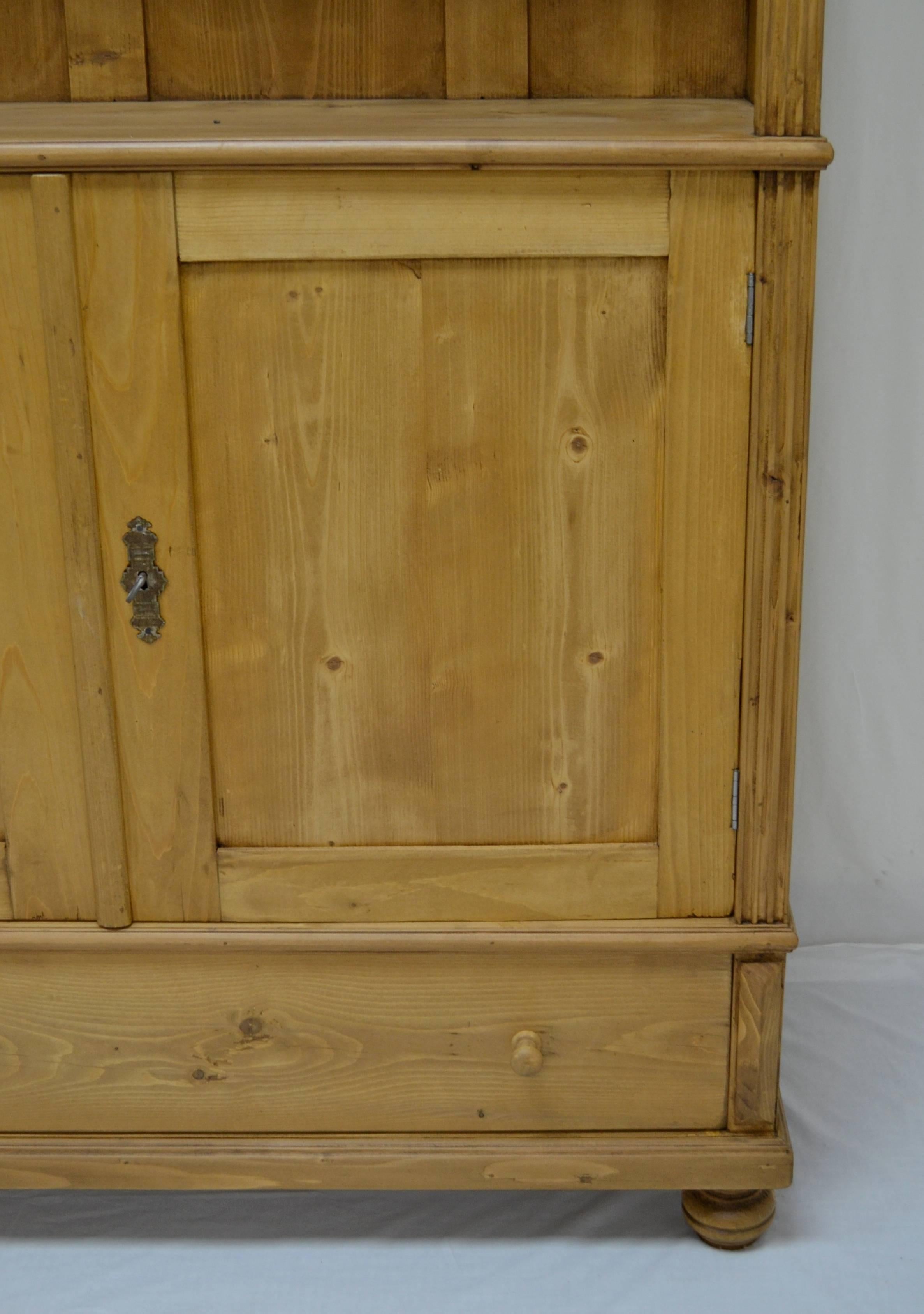 Vintage Pine Bookcase with Two Doors 3