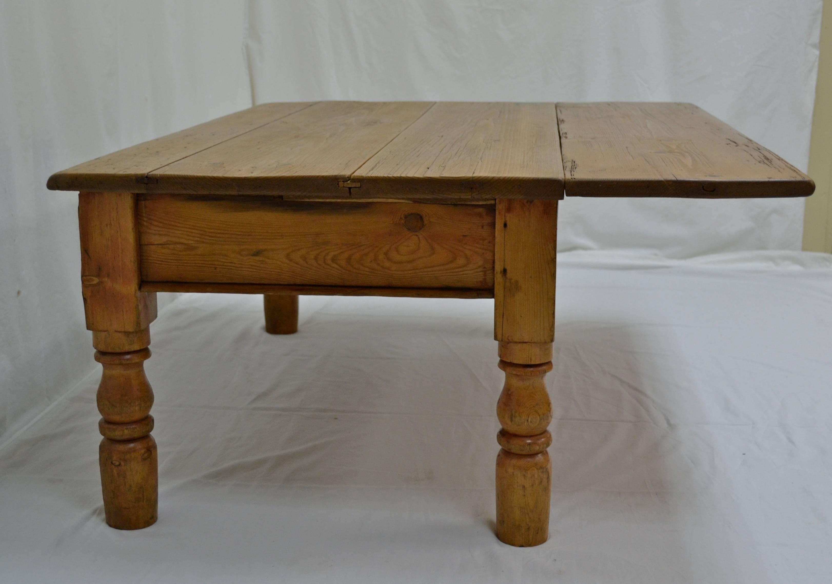 Country Irish Pine Drop-Leaf Coffee Table