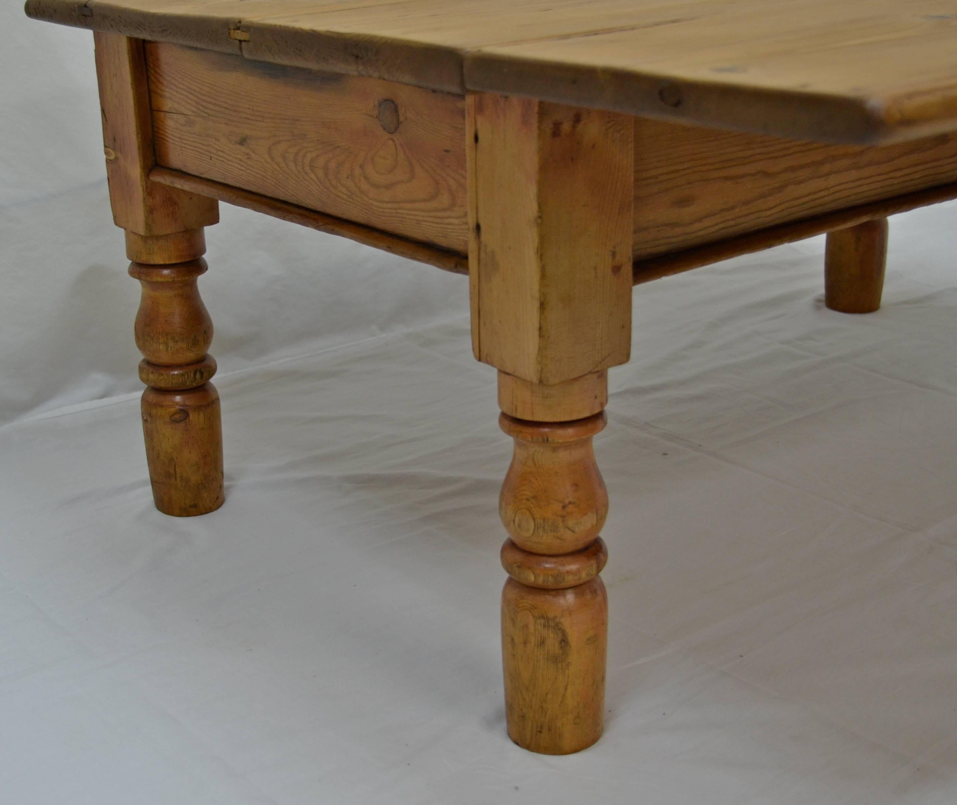 Polished Irish Pine Drop-Leaf Coffee Table