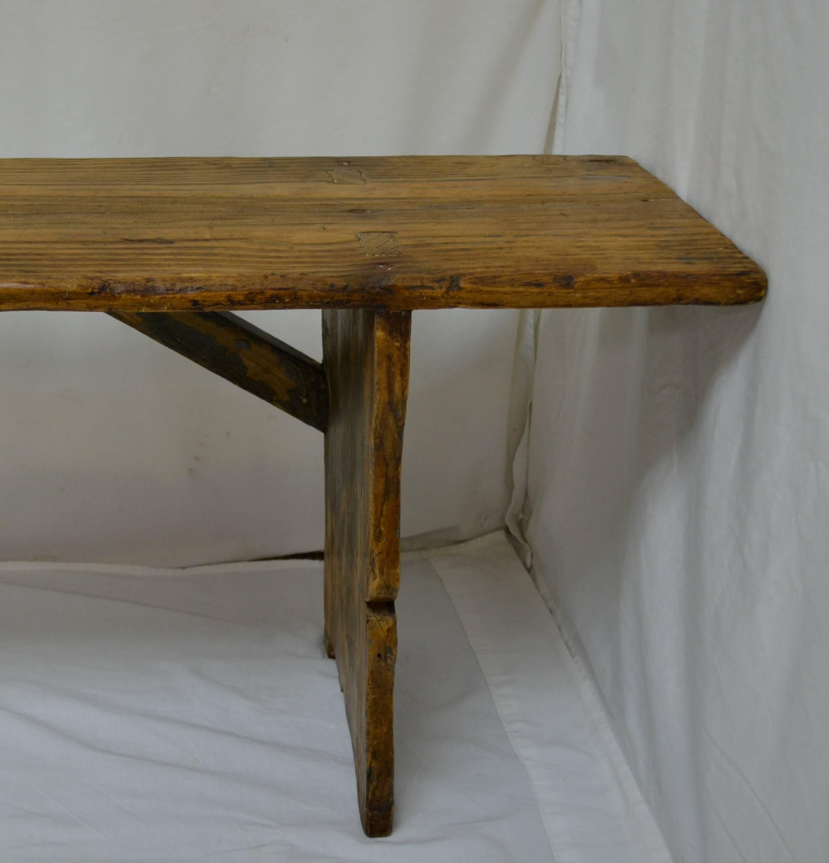 19th Century Painted Pine Bench