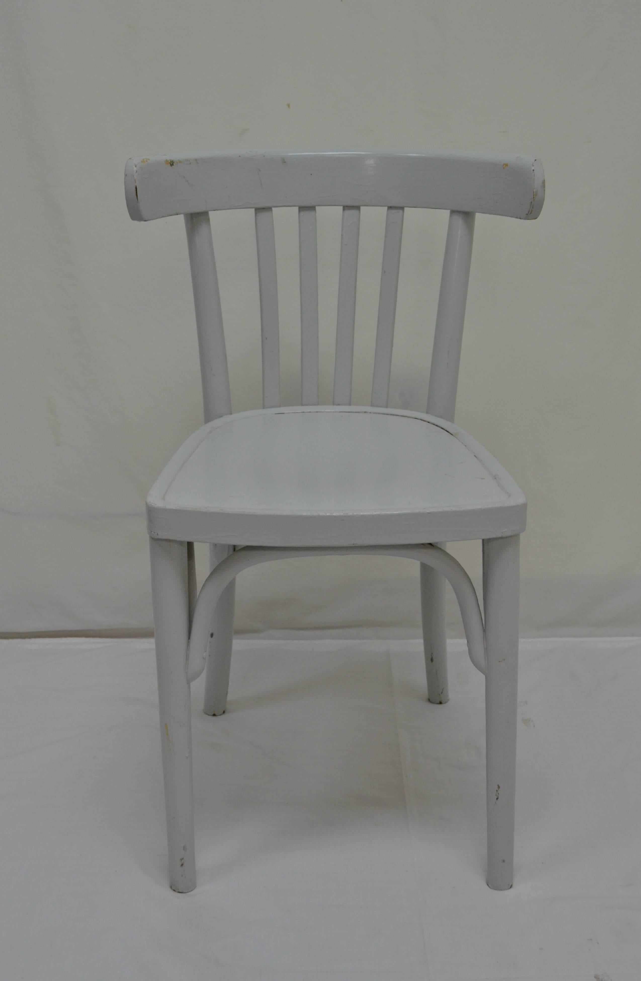 Hand-Painted Set of Four Vintage Painted Bentwood Chairs