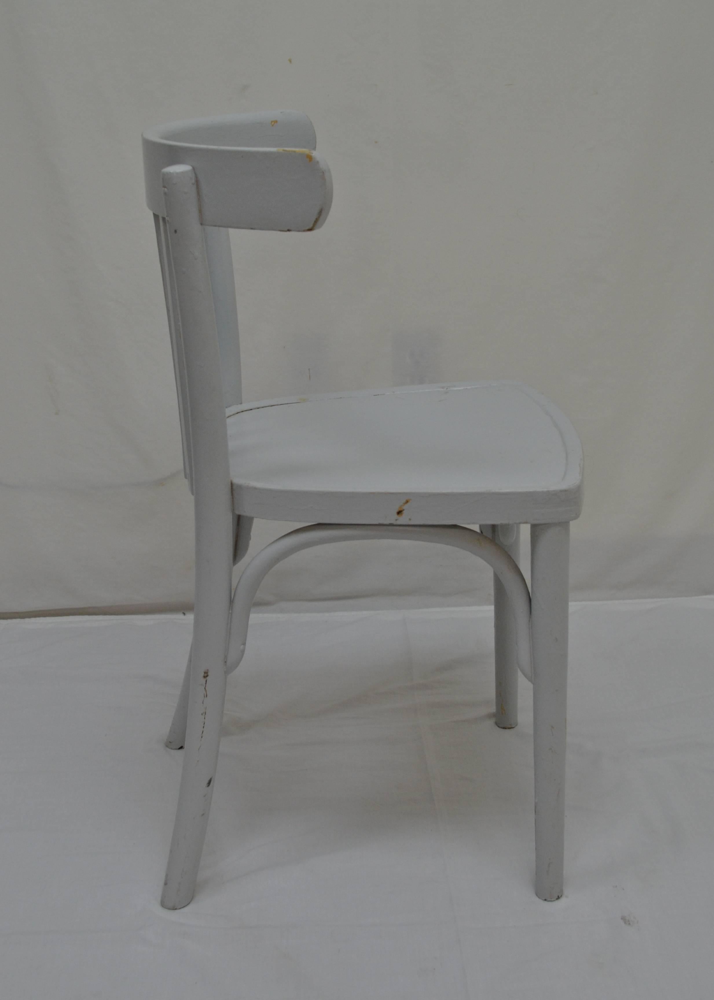20th Century Set of Four Vintage Painted Bentwood Chairs