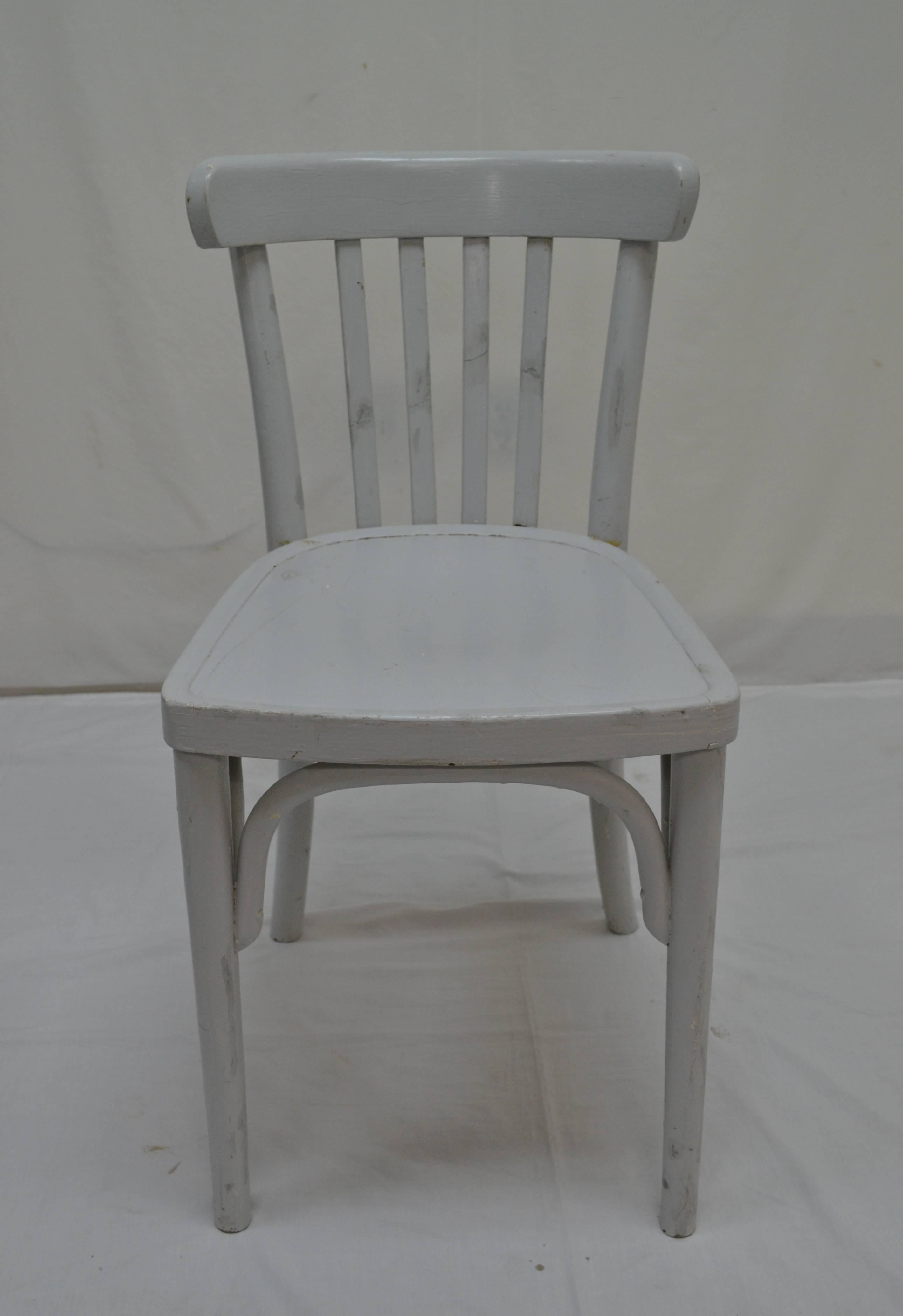 Set of Four Vintage Painted Bentwood Chairs 1