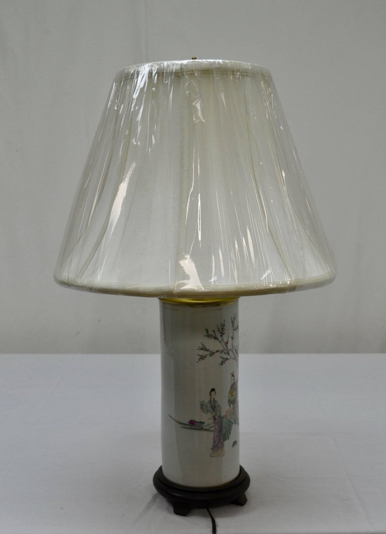 Chinese Porcelain Hat Stand Table Lamp For Sale at 1stDibs