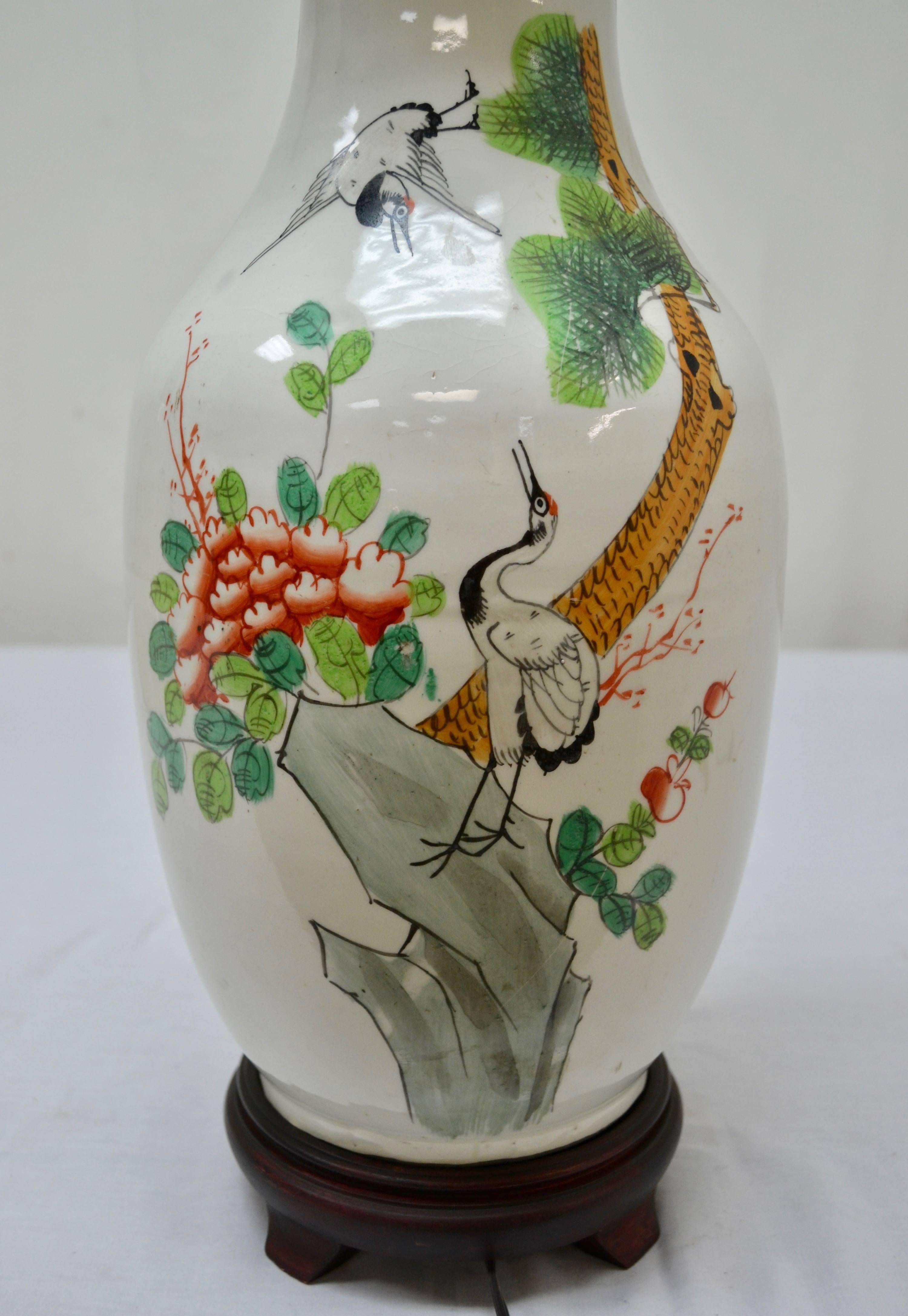 Linen Chinese Porcelain Vase Table Lamp