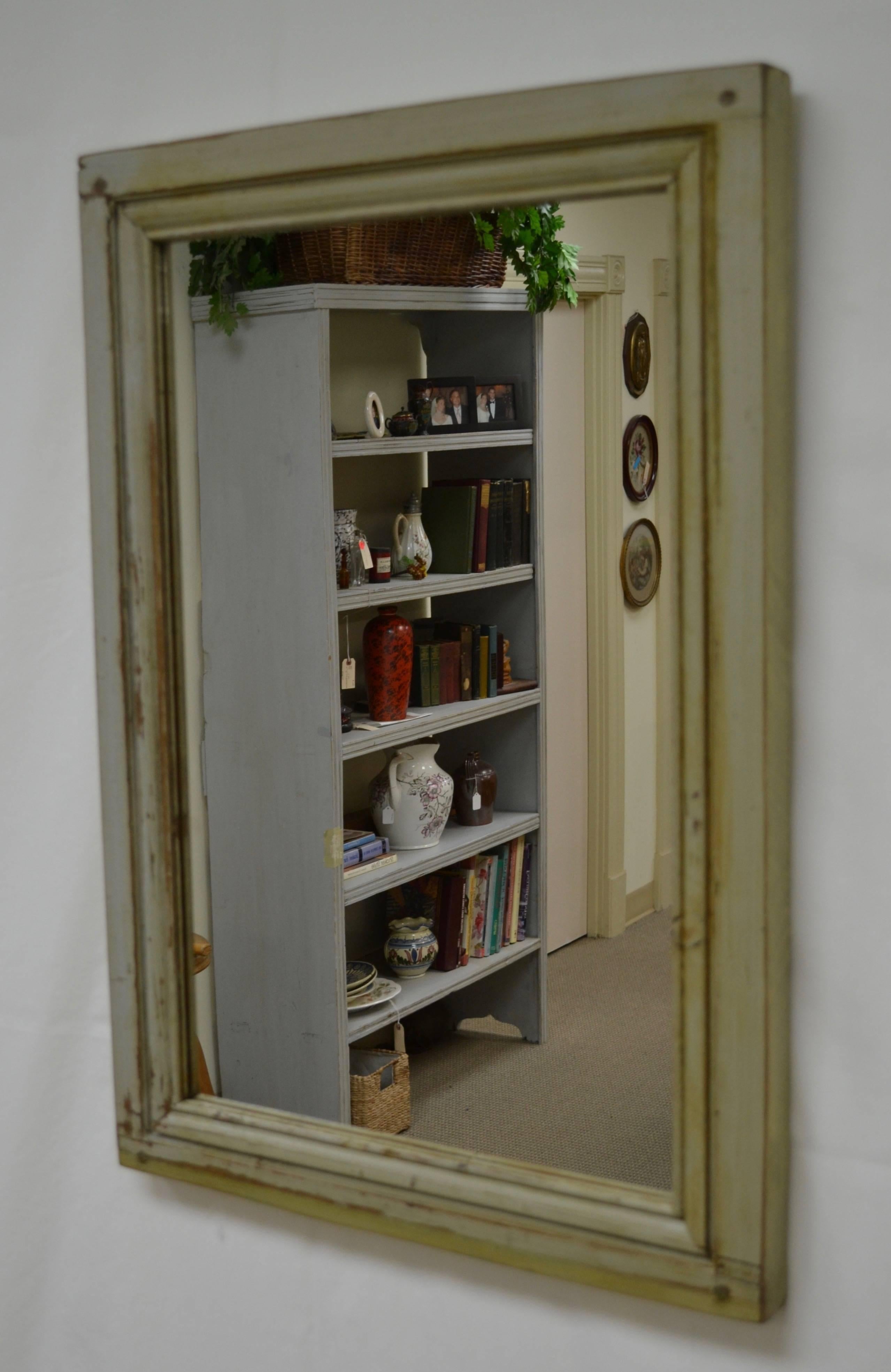 Painted Pine Wall Mirror from Antique French Panel