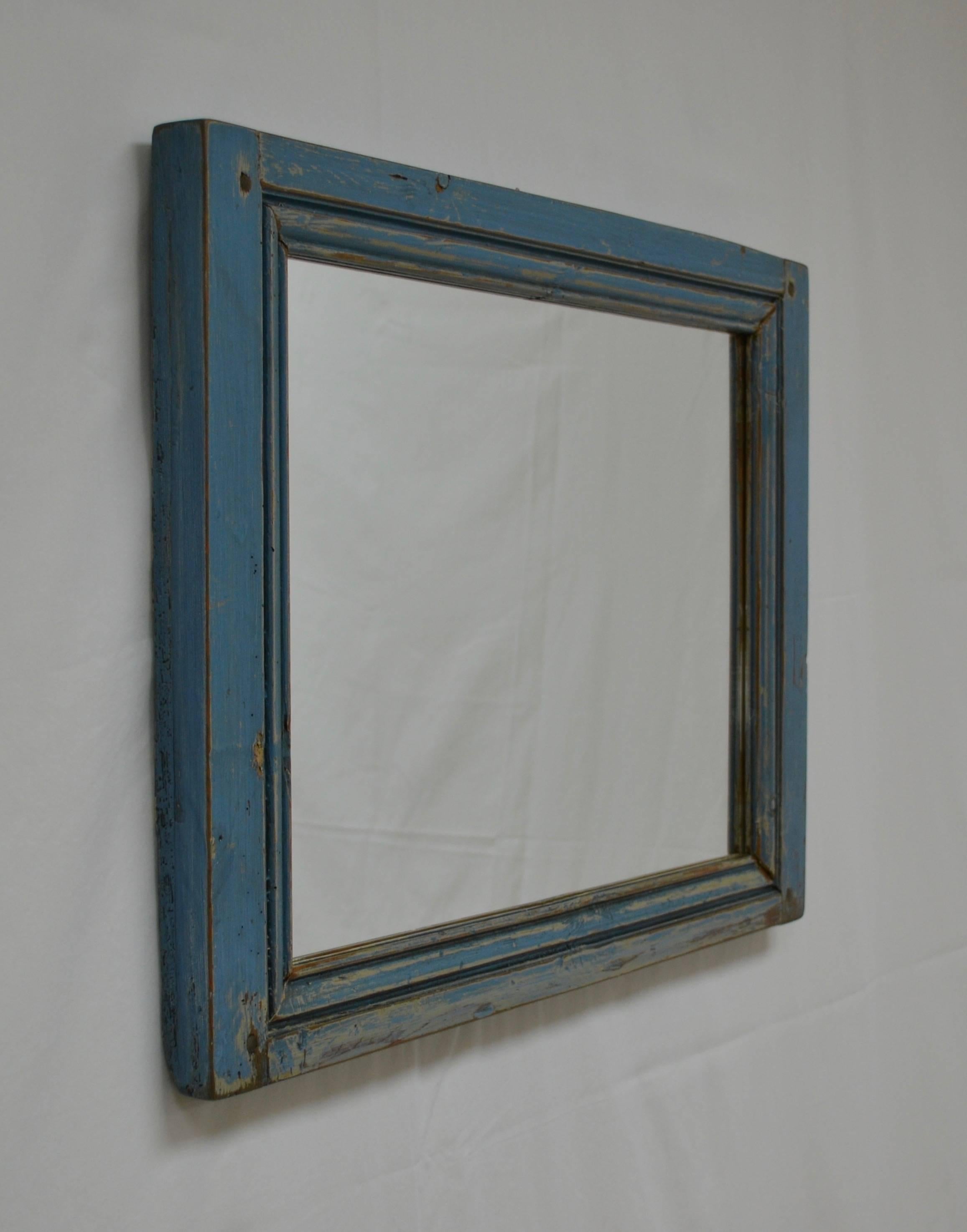 Rustic Pine Wall Mirror from Antique French Panel