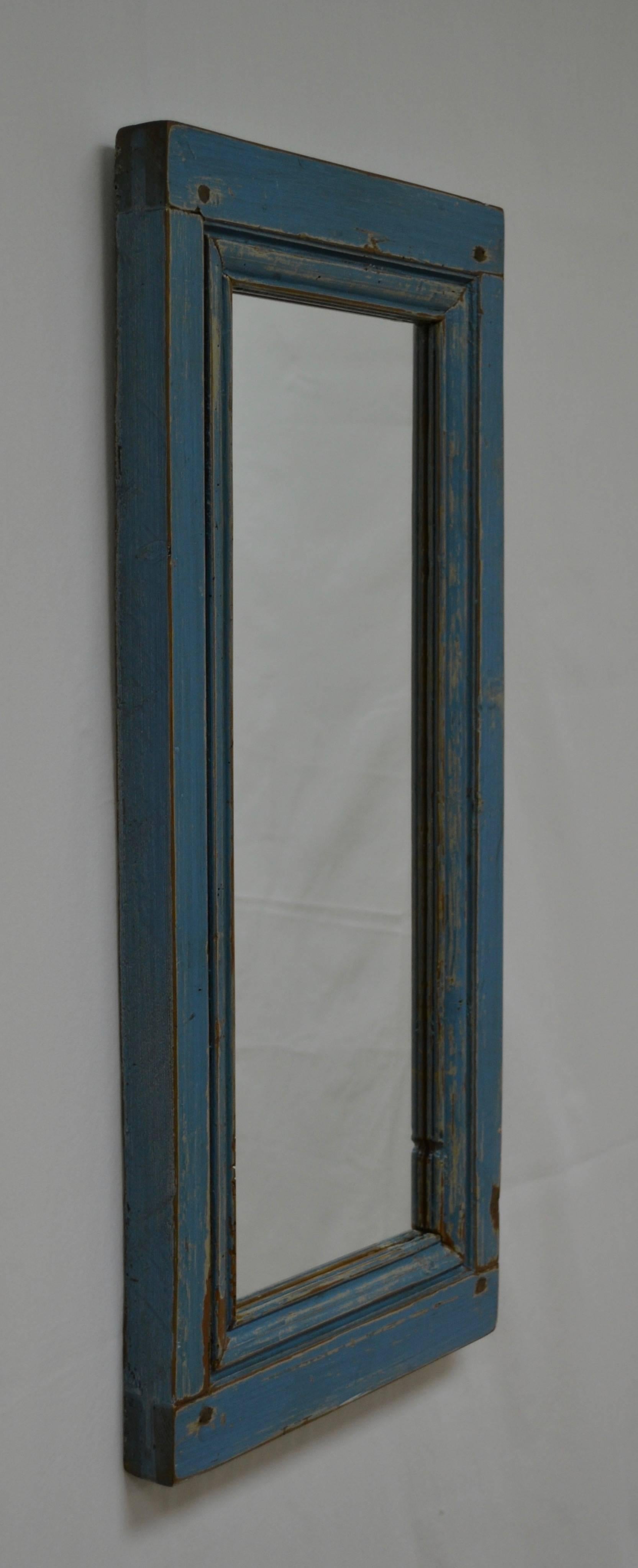 Rustic Pine Wall Mirror from Antique French Panel