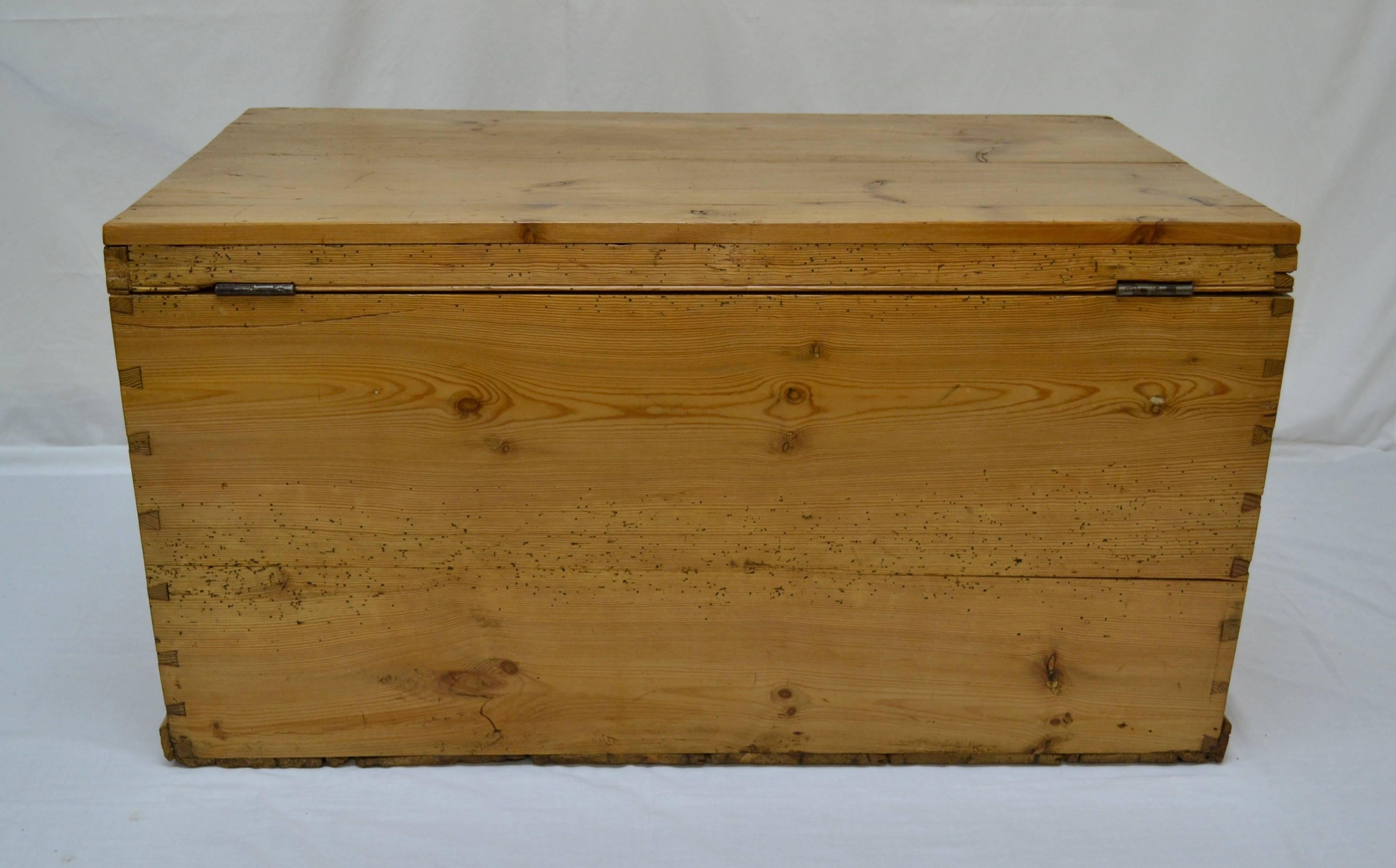 Polished English Pine Trunk or Blanket Chest